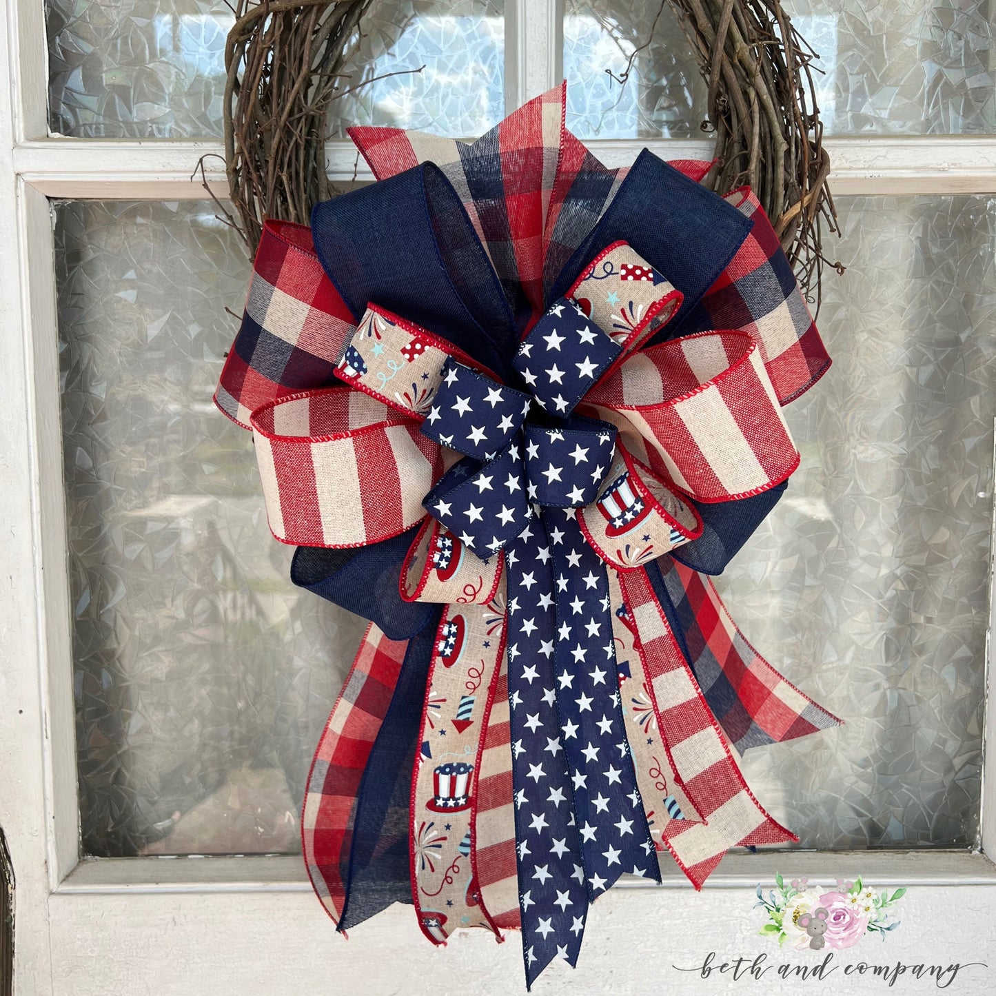 Patriotic Bow Memorial Day Home Decor Fourth of July Bow Eagle Scout Decor
