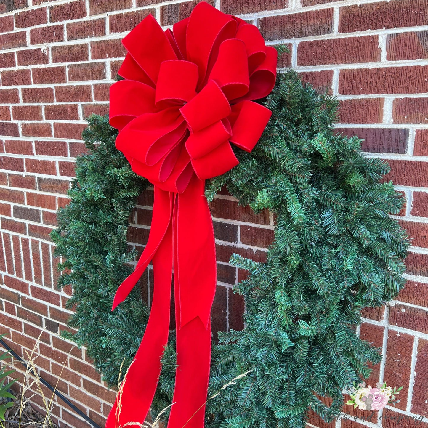 Large Christmas Bow 20 Inch or 26 Inch Red Velvet Outdoor Bow Red Christmas Wreath Bow Giant Door Bows 4 inch Wired Ribbon