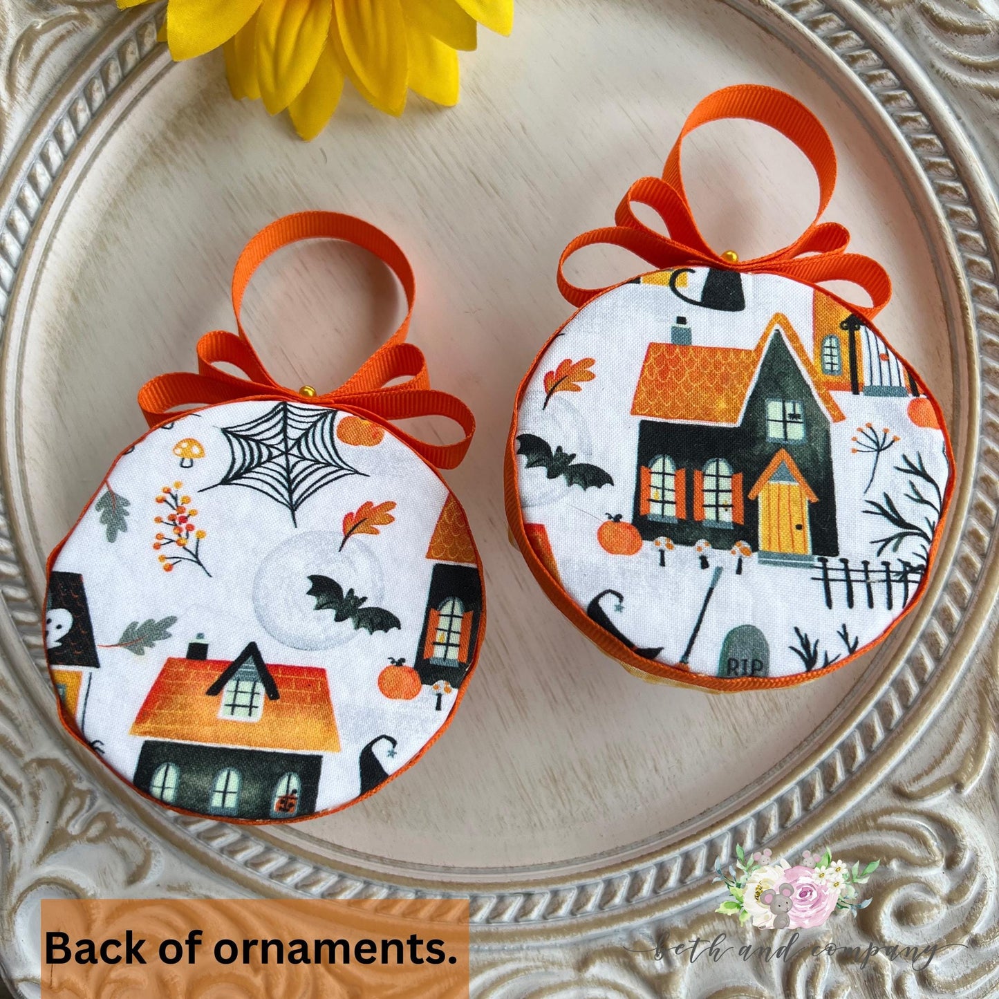 Fall Fabric Ornaments for Tree Candy Corn Bat Fabric Star Wreath Attachments Fall Home Decor Door Knob Accent Halloween Decorations