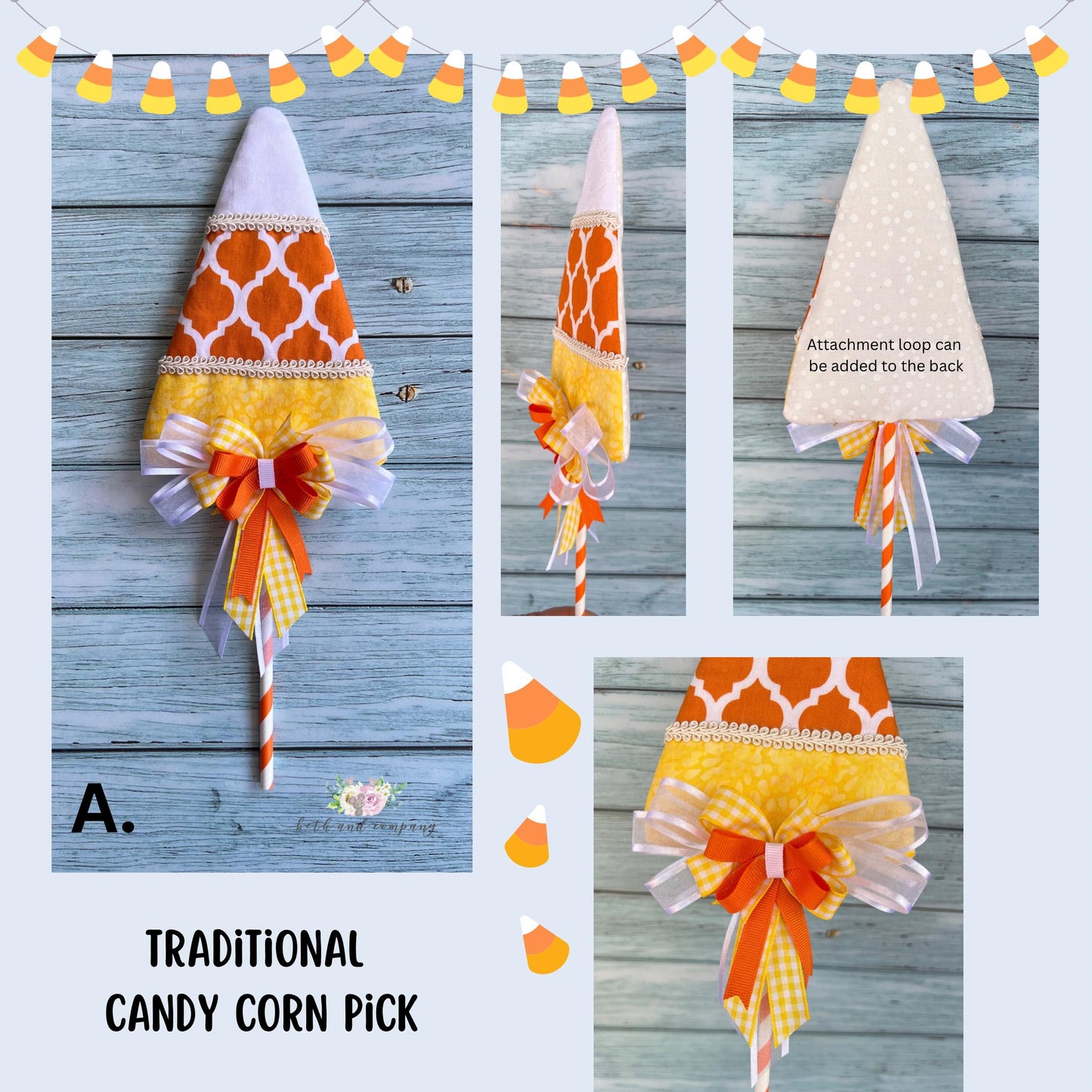Fall Fabric Candy Corn Picks Candy Corn Wreath Attachments Fall Home Decor Halloween Decorations