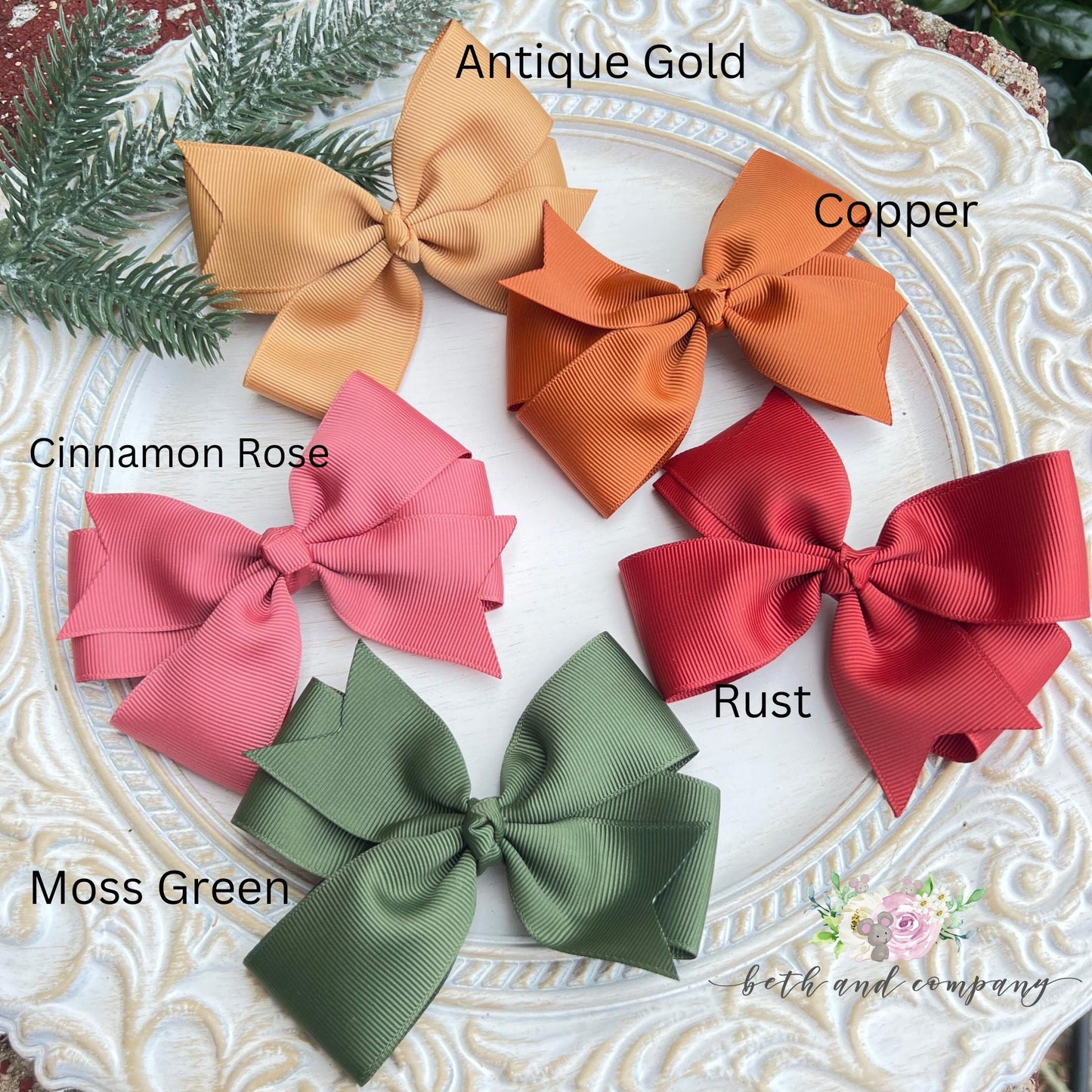 5 Inch Hair Bows Everyday Bows for Girls Hair Accessories Coquette bow, Grosgrain Ribbon, Women’s Hairbows Made in America