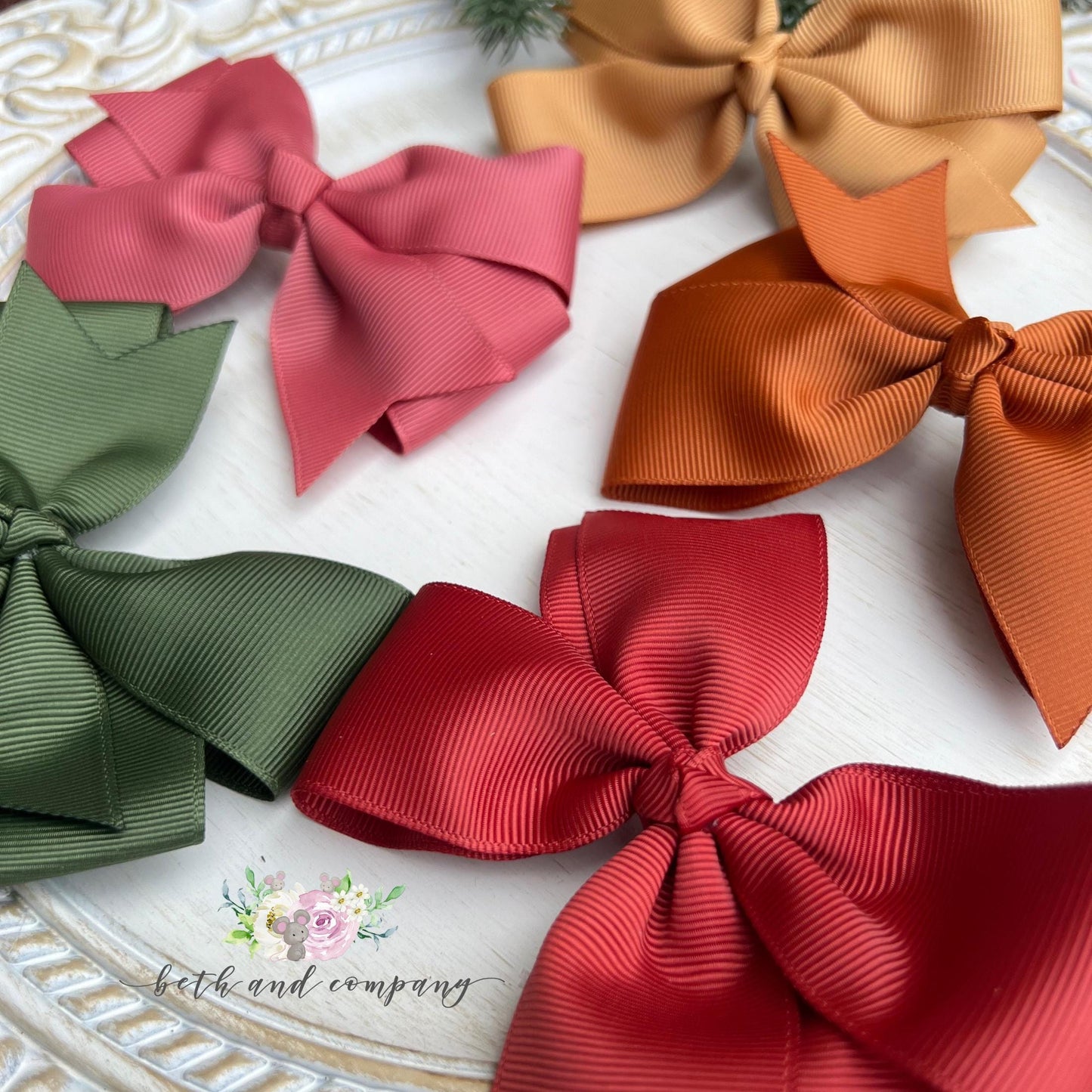 5 Inch Hair Bows Everyday Bows for Girls Hair Accessories Coquette bow, Grosgrain Ribbon, Women’s Hairbows Made in America