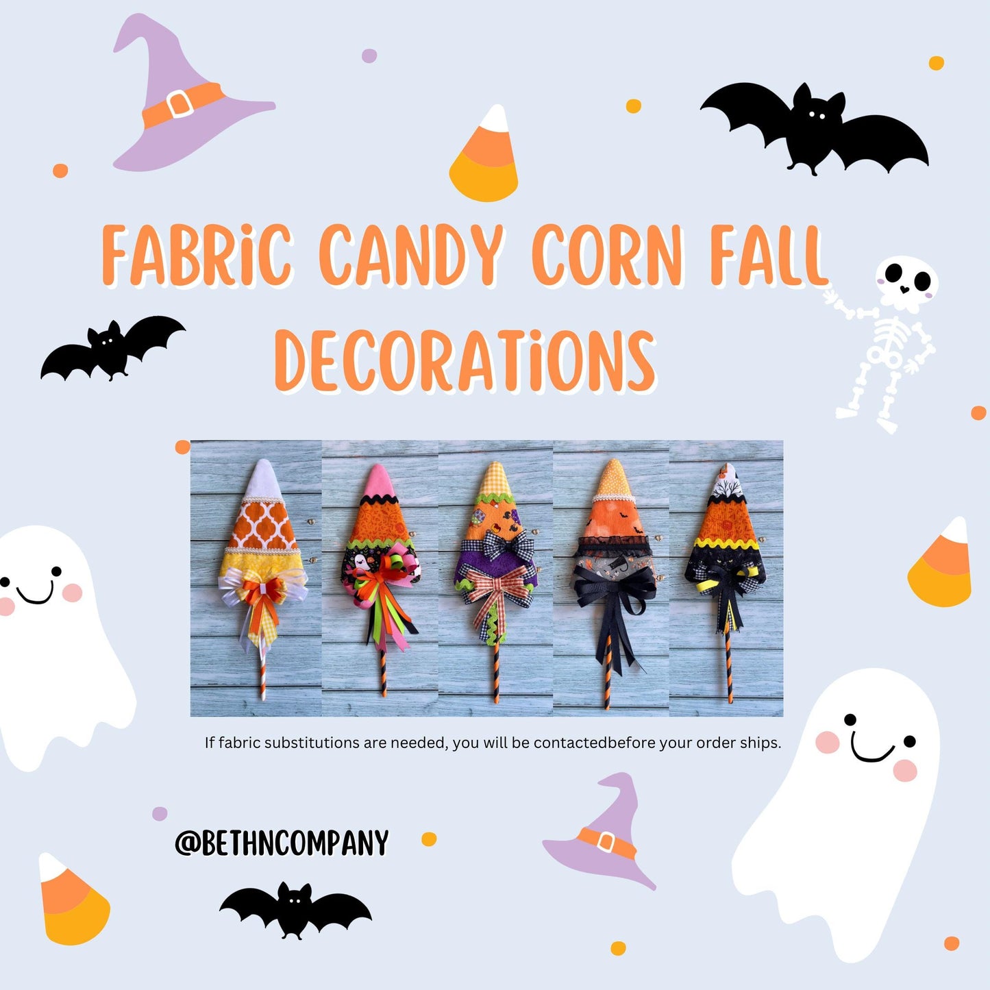 Fall Fabric Candy Corn Picks Candy Corn Wreath Attachments Fall Home Decor Halloween Decorations