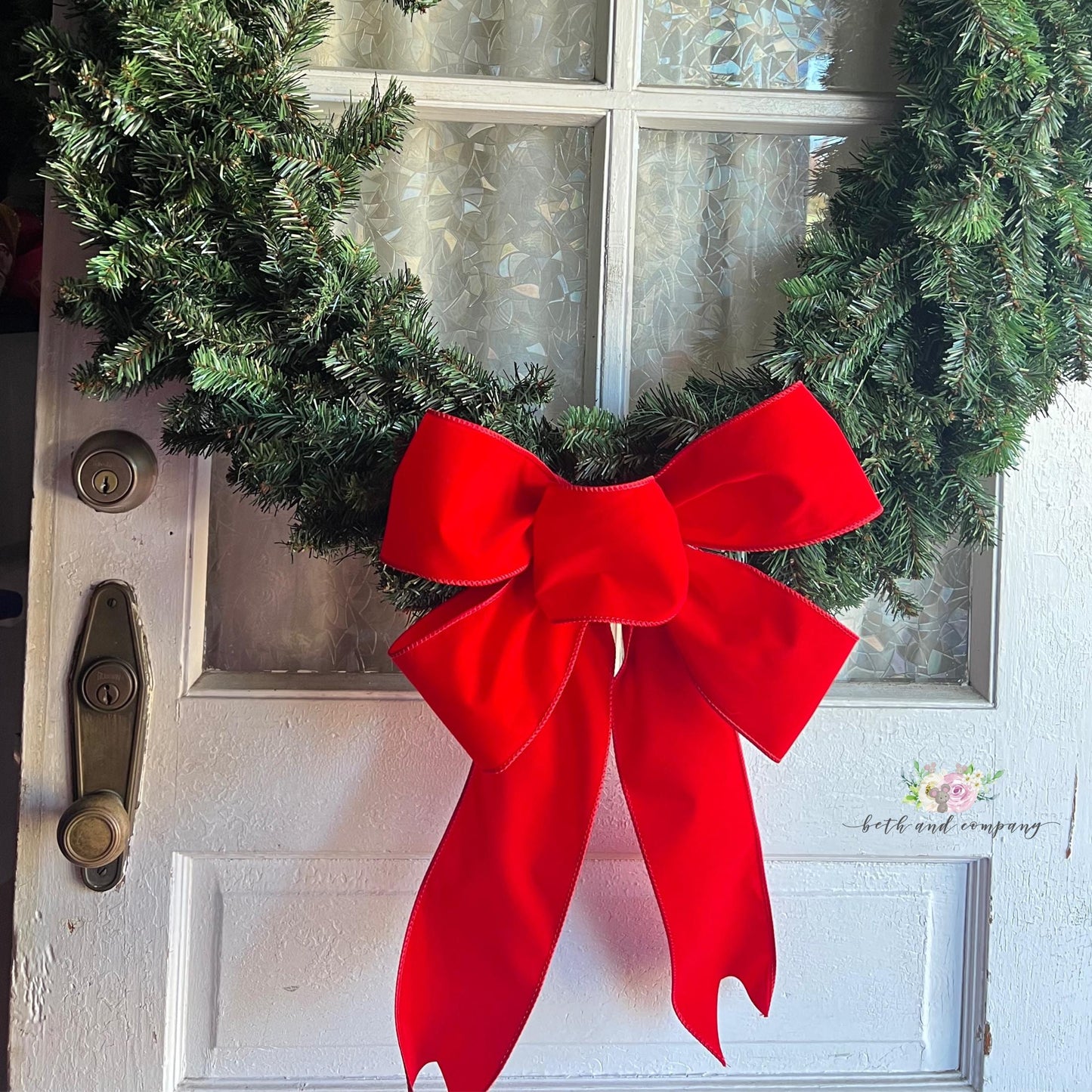 Christmas Bow Red OUTDOOR Bow for 28in to 36 in Wreath Big Bow