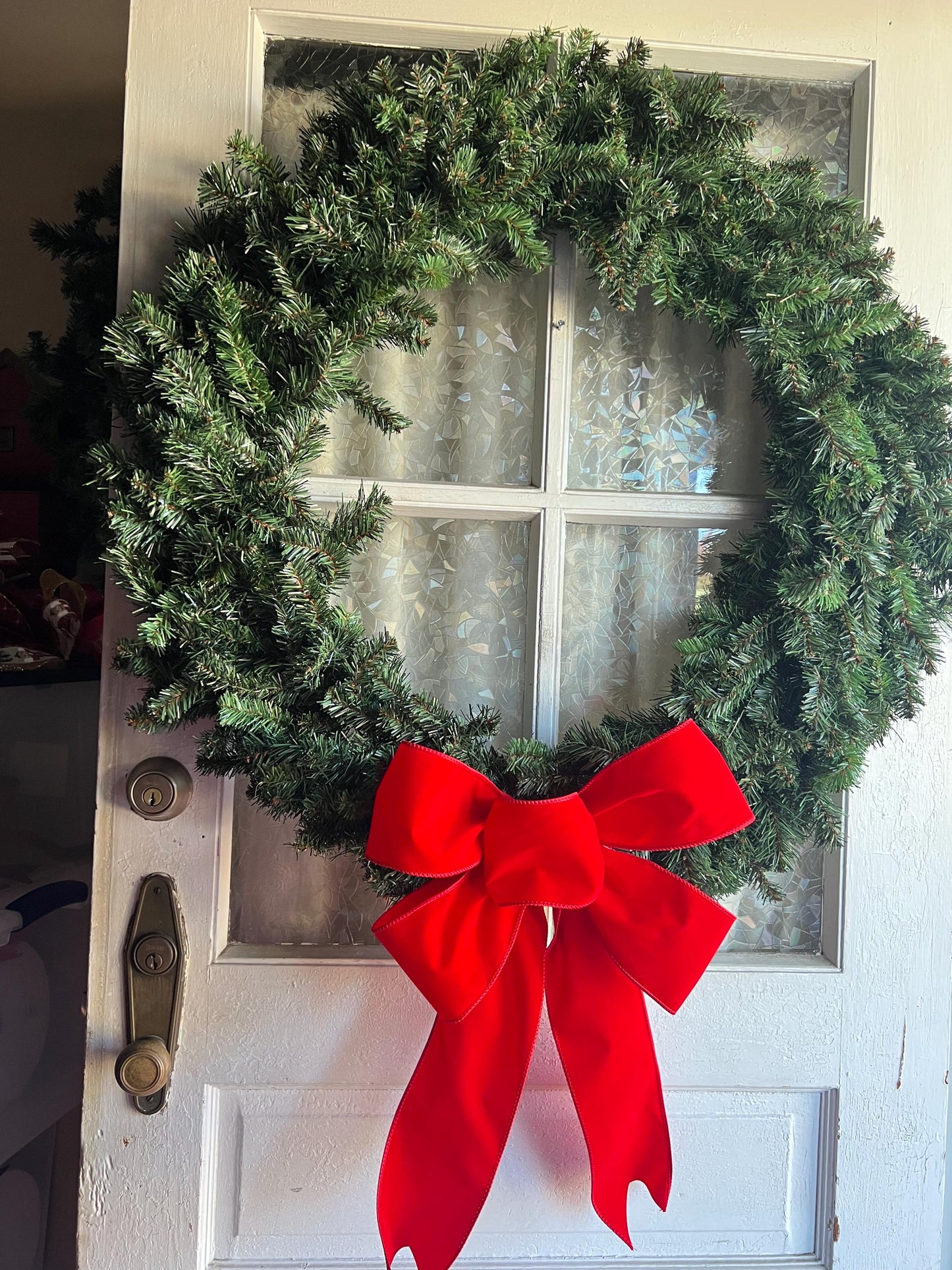 Christmas Bow Red OUTDOOR Bow for 28in to 36 in Wreath Big Bow