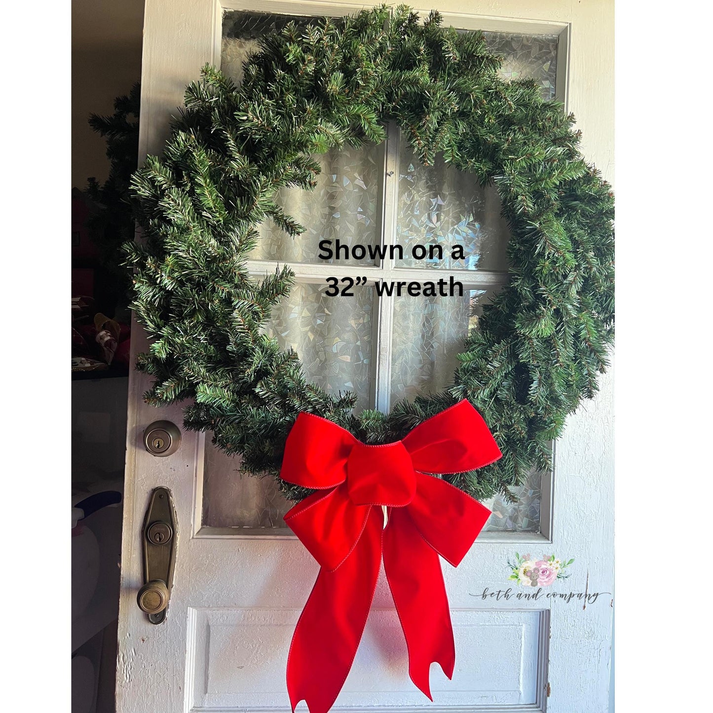 Christmas Bow Red OUTDOOR Bow for 28in to 36 in Wreath Big Bow