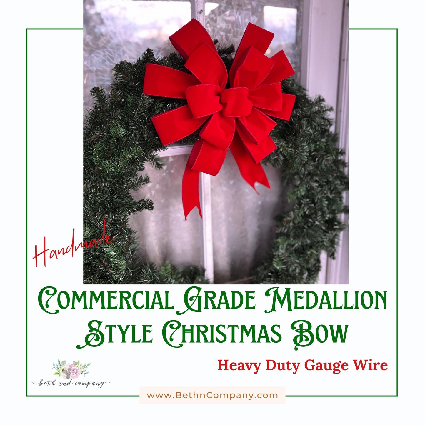Large Christmas Bow 15 Inch Red Velvet Outdoor Bow for 36 to 60 Inch Red Christmas Wreath Bow Giant Wreath Bows