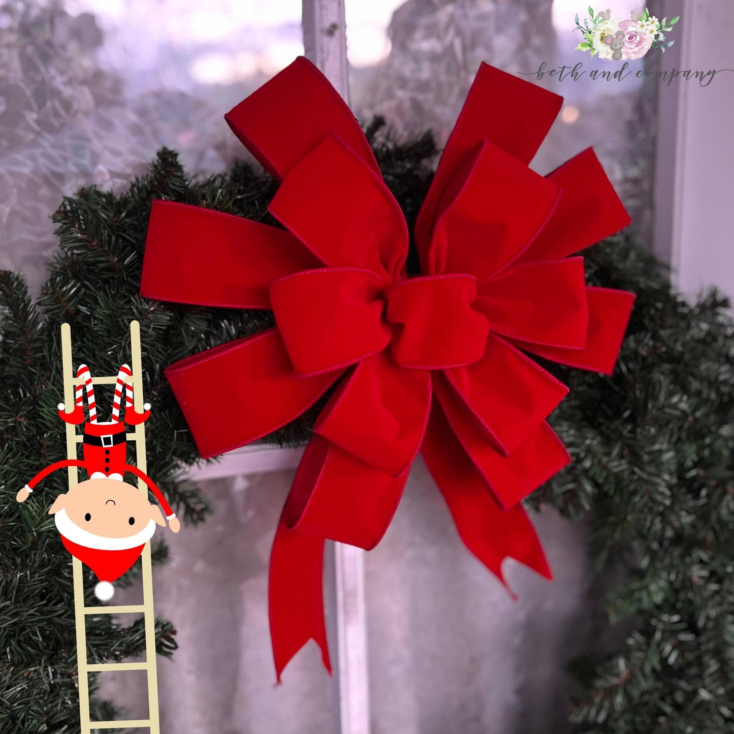 Large Christmas Bow 15 Inch Red Velvet Outdoor Bow for 36 to 60 Inch Red Christmas Wreath Bow Giant Wreath Bows