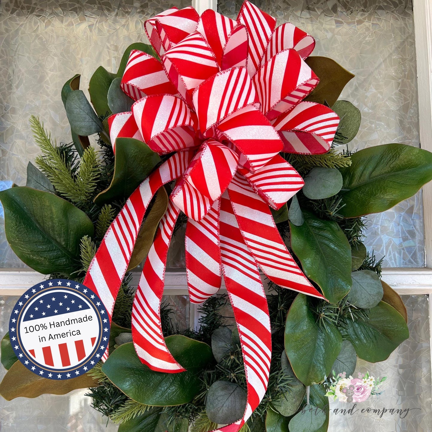 Christmas Bow Candy Cane Stripe Christmas Wreath Bow Christmas wreath bow for front door Christmas Wreath Lantern Bow