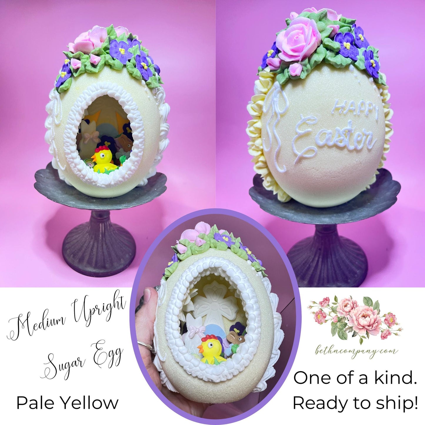 Sugar Eggs Religious Medium Upright Sugar Egg Panoramic Sugar Easter Eggs with scene inside Personalized Handmade Perfect Easter Gift