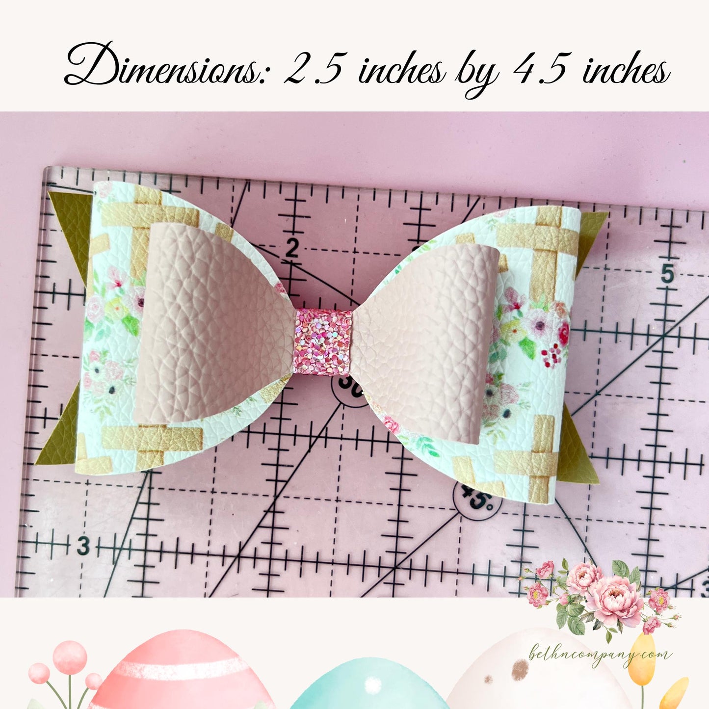 Easter Hair Bow Three Wooden Crosses Design 4” Hair Bows for Girls Bow Clip Hair Accessories Faux Leather Hairbows Easter hair accessory