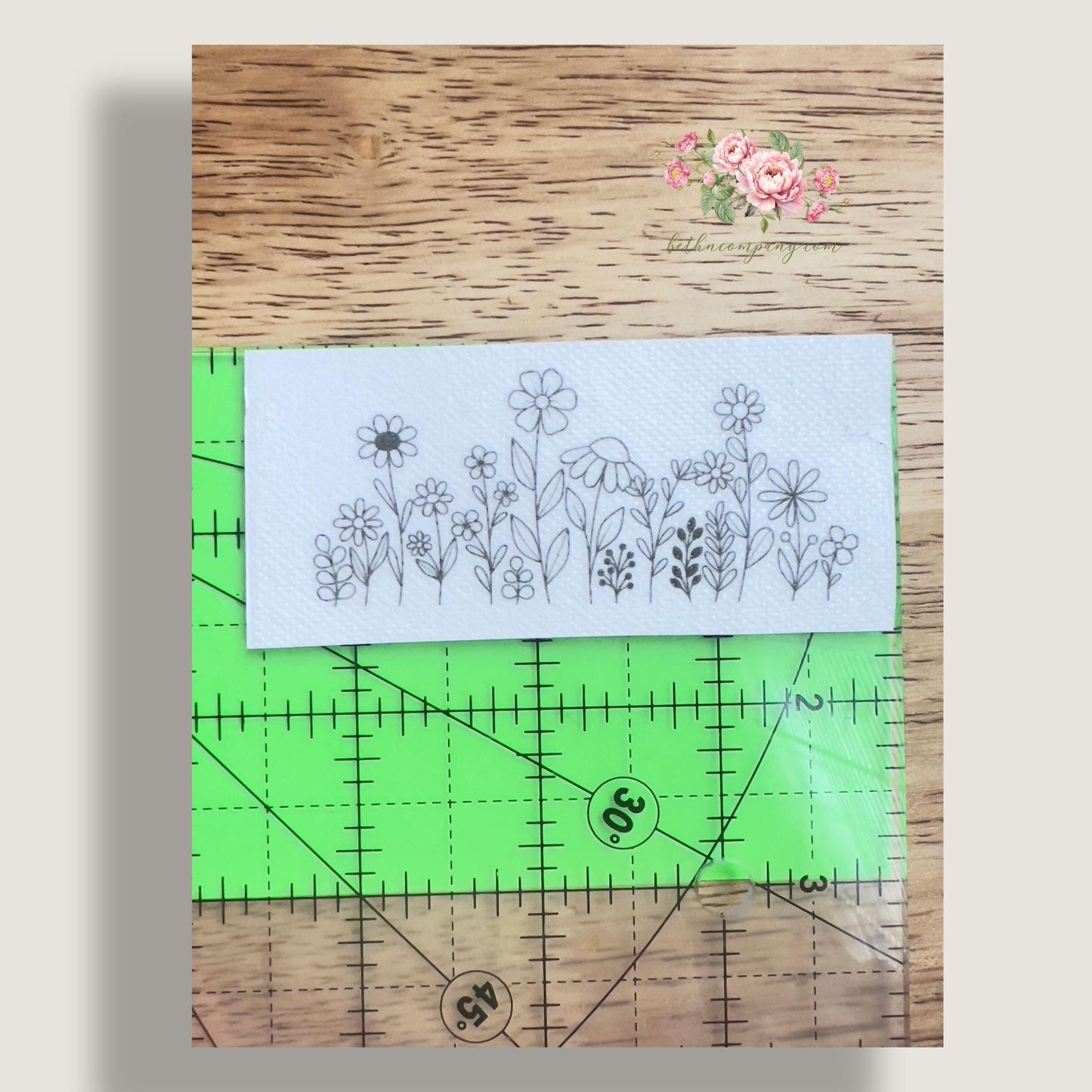 WildFlower Embroidery Stick & Stitch Embroidery Flower Patterns Hand Embroidered Template Peel and Stitch Pattern Set of 5