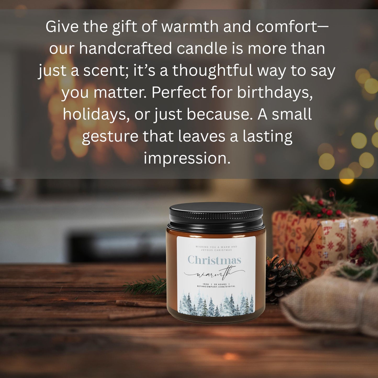 Cozy Christmas Scented Soy Candle Orange Spice Fir Smokey Fireplace Holiday Decor Home Fragrance Winter Aromatherapy