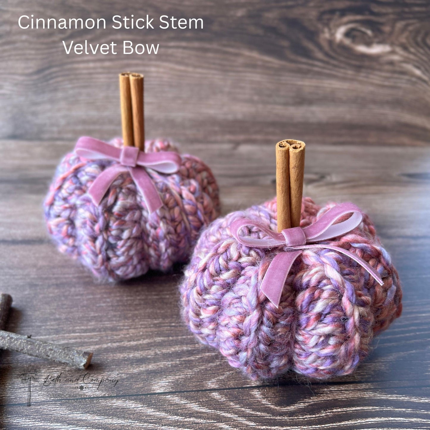 Handmade Small Lavender Pink Crochet Pumpkin – Fall Decor, Neutral Farmhouse Style, Tiered Tray Accent, Autumn Table Centerpiece
