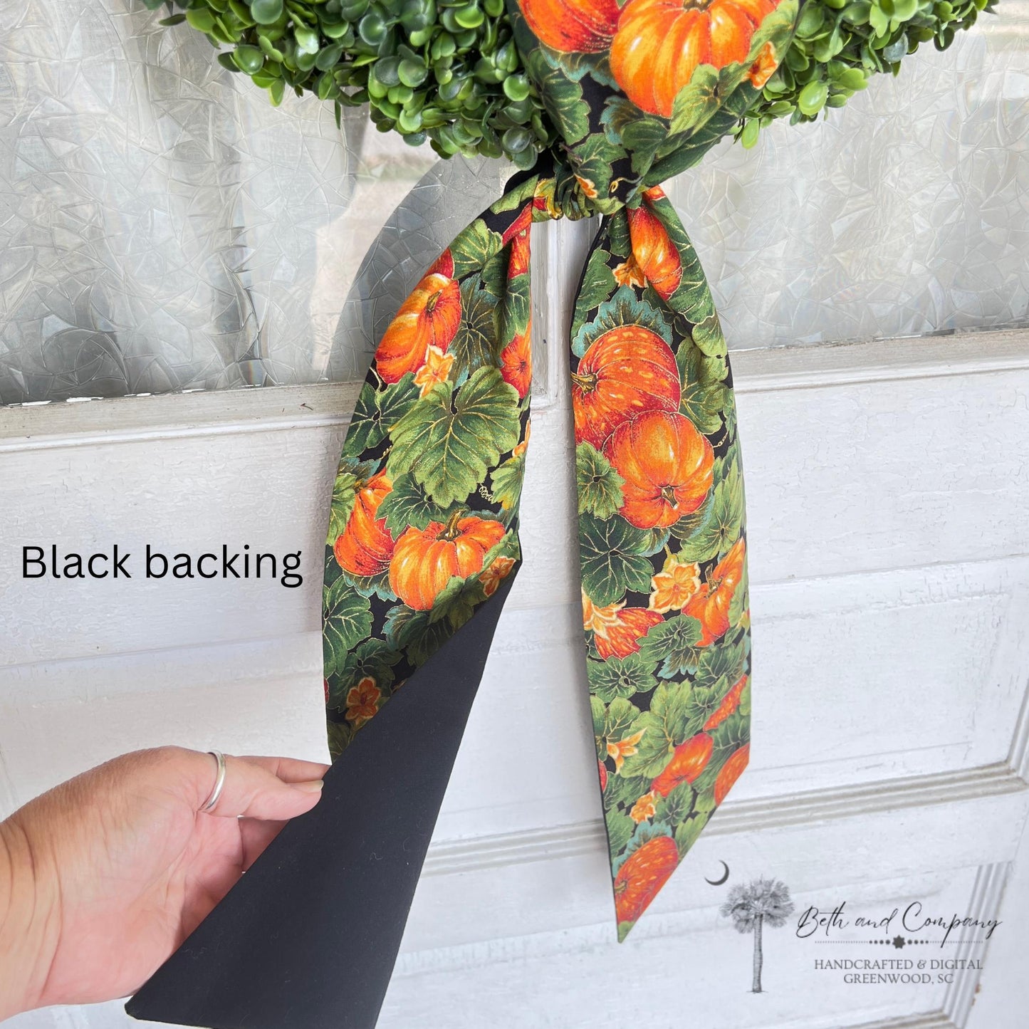 Fall Wreath Sash Pumpkin Patch Wreath Sash Pumpkin Front Door Decor Pumpkin Wreath Handmade Fabric Sash Fall Decoration