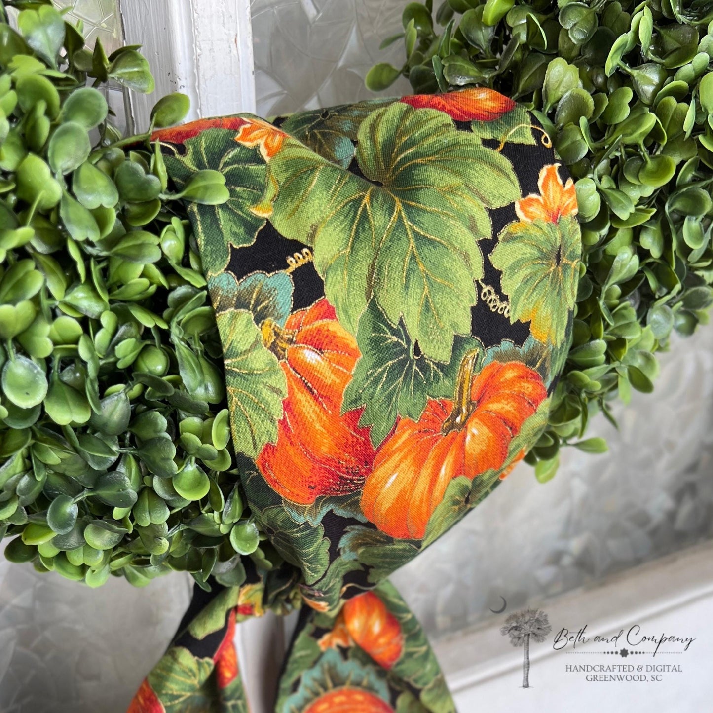 Fall Wreath Sash Pumpkin Patch Wreath Sash Pumpkin Front Door Decor Pumpkin Wreath Handmade Fabric Sash Fall Decoration