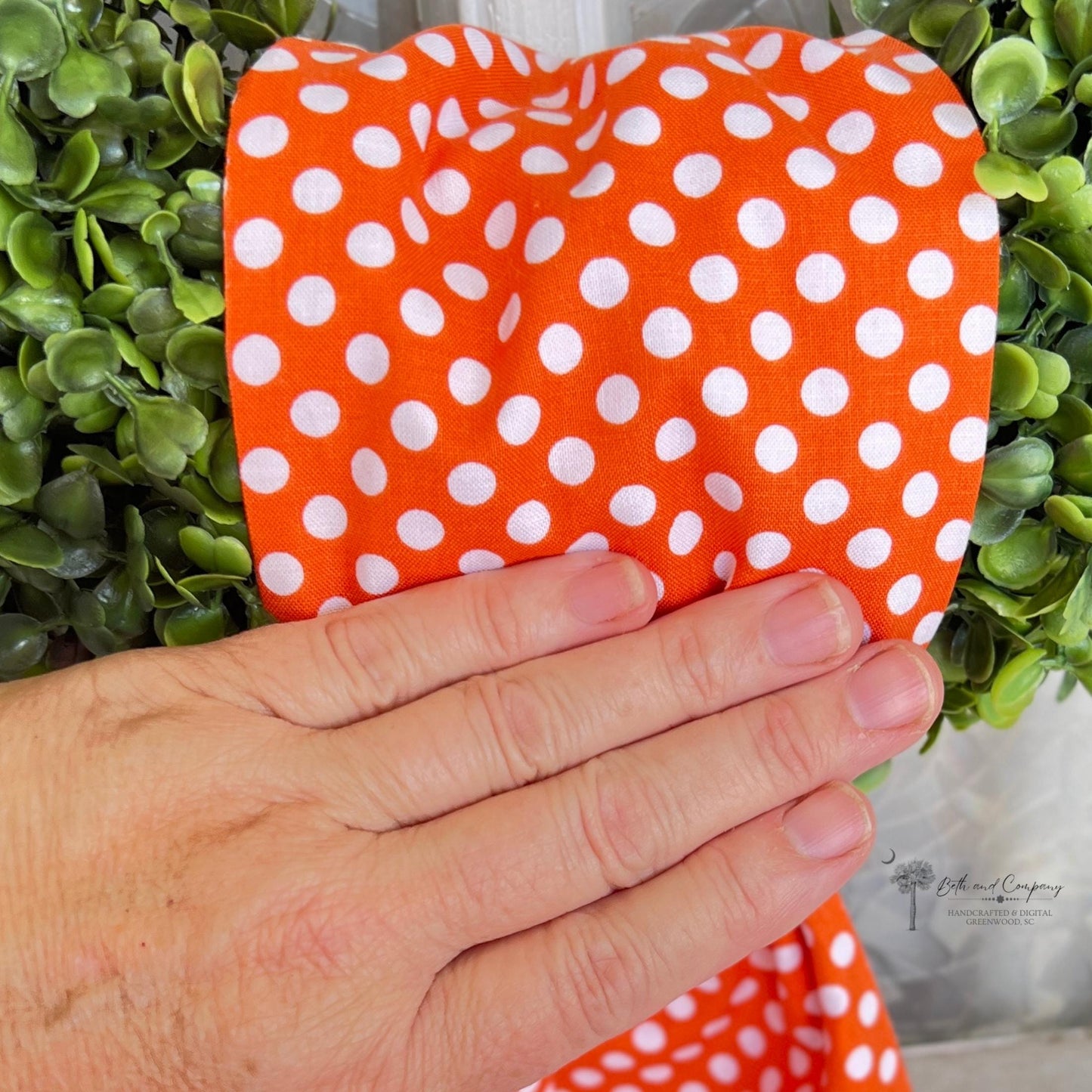 Orange Fall Wreath Sash Orange & White Polka Dot Wreath Decor Front Door Decor Wreath Sash Handmade Fabric Sash Team Decoration