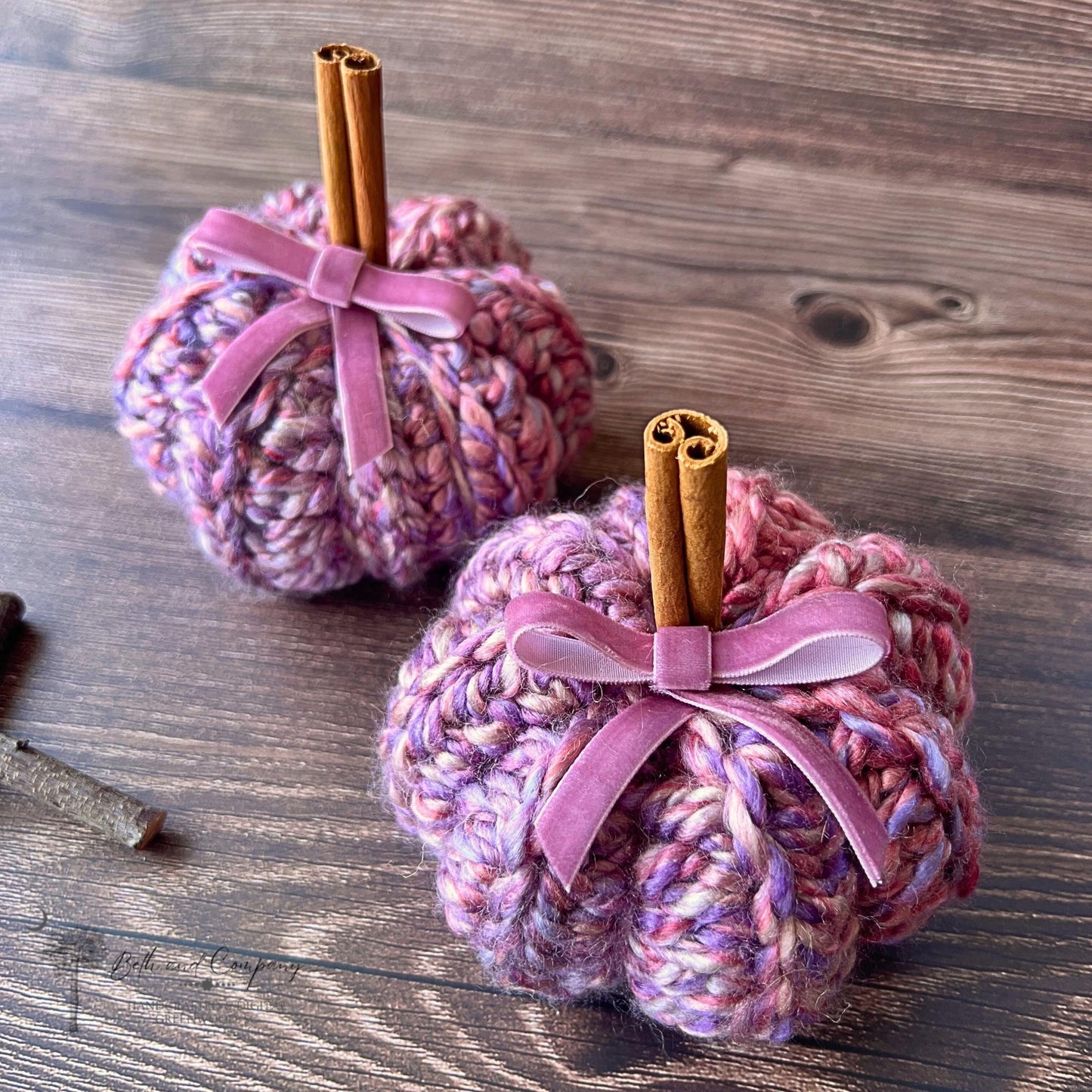 Handmade Small Lavender Pink Crochet Pumpkin – Fall Decor, Neutral Farmhouse Style, Tiered Tray Accent, Autumn Table Centerpiece
