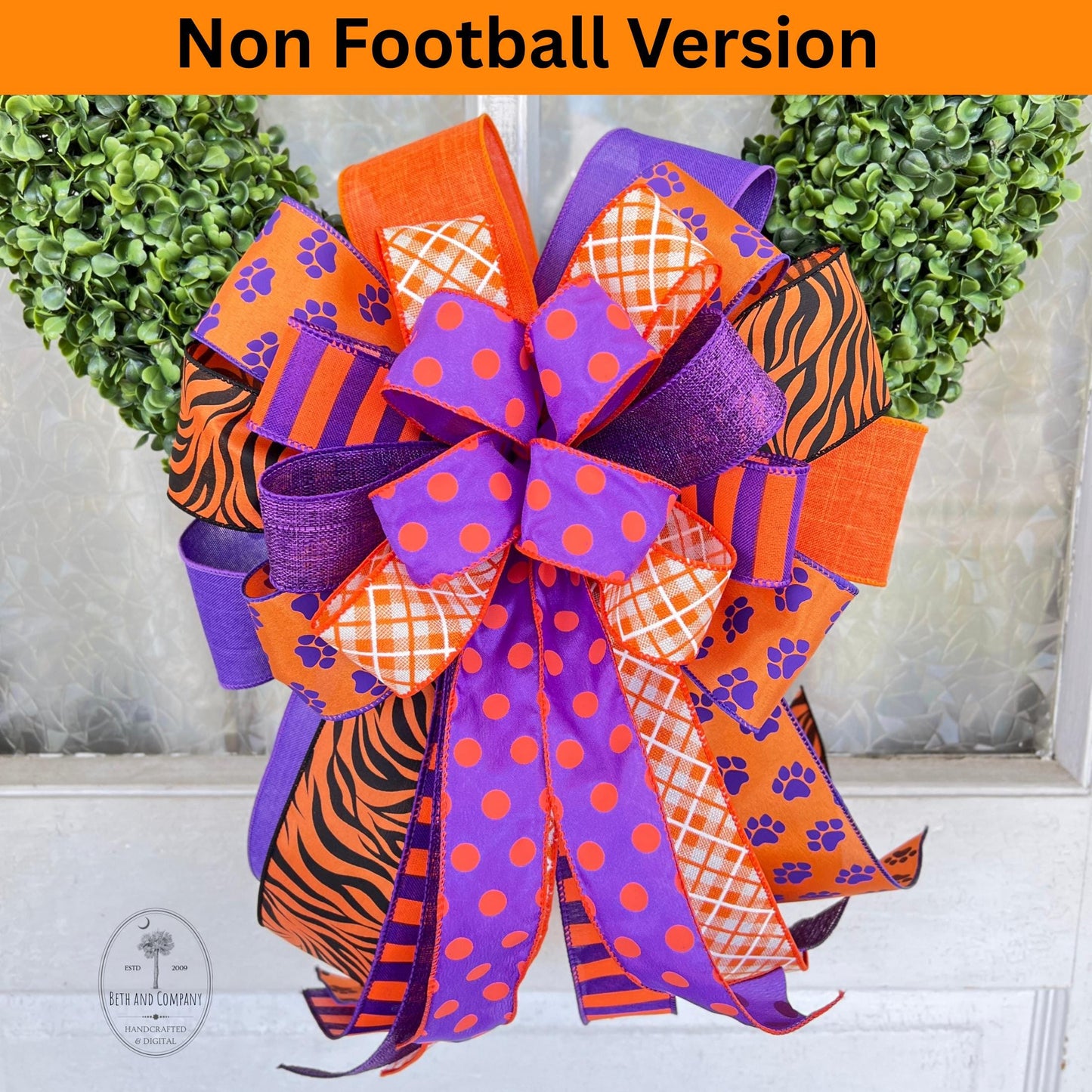 Football Wreath Bow Clemson Tigers Inspired Wreath Bow Home Decor Game Day Bow Football Team Decorations Matching Lantern Bow