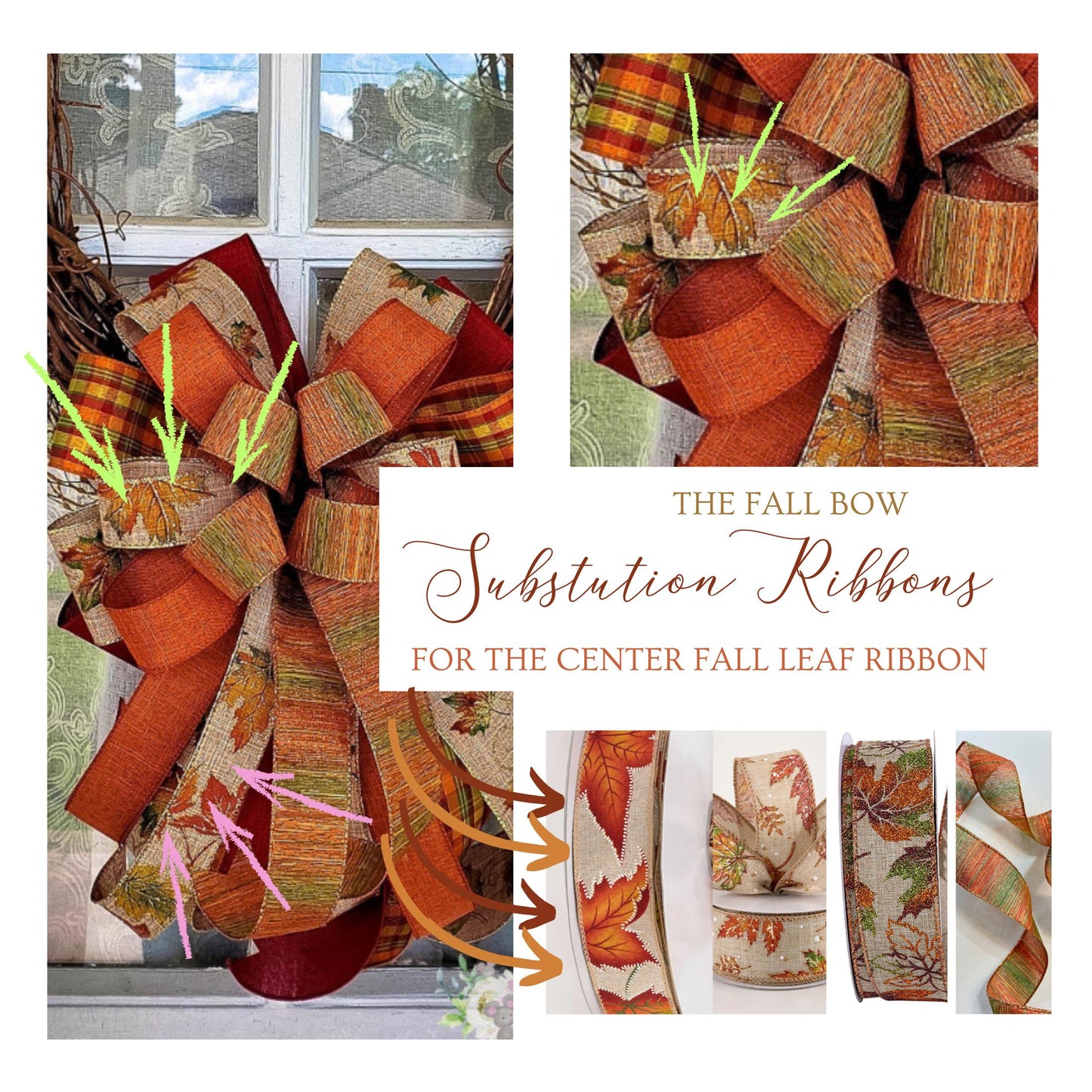 Fall Bow Fall Decor Wreath Bow Fall Mixed Ribbon Bow Fall Wedding Décor Thanksgiving Decorations
