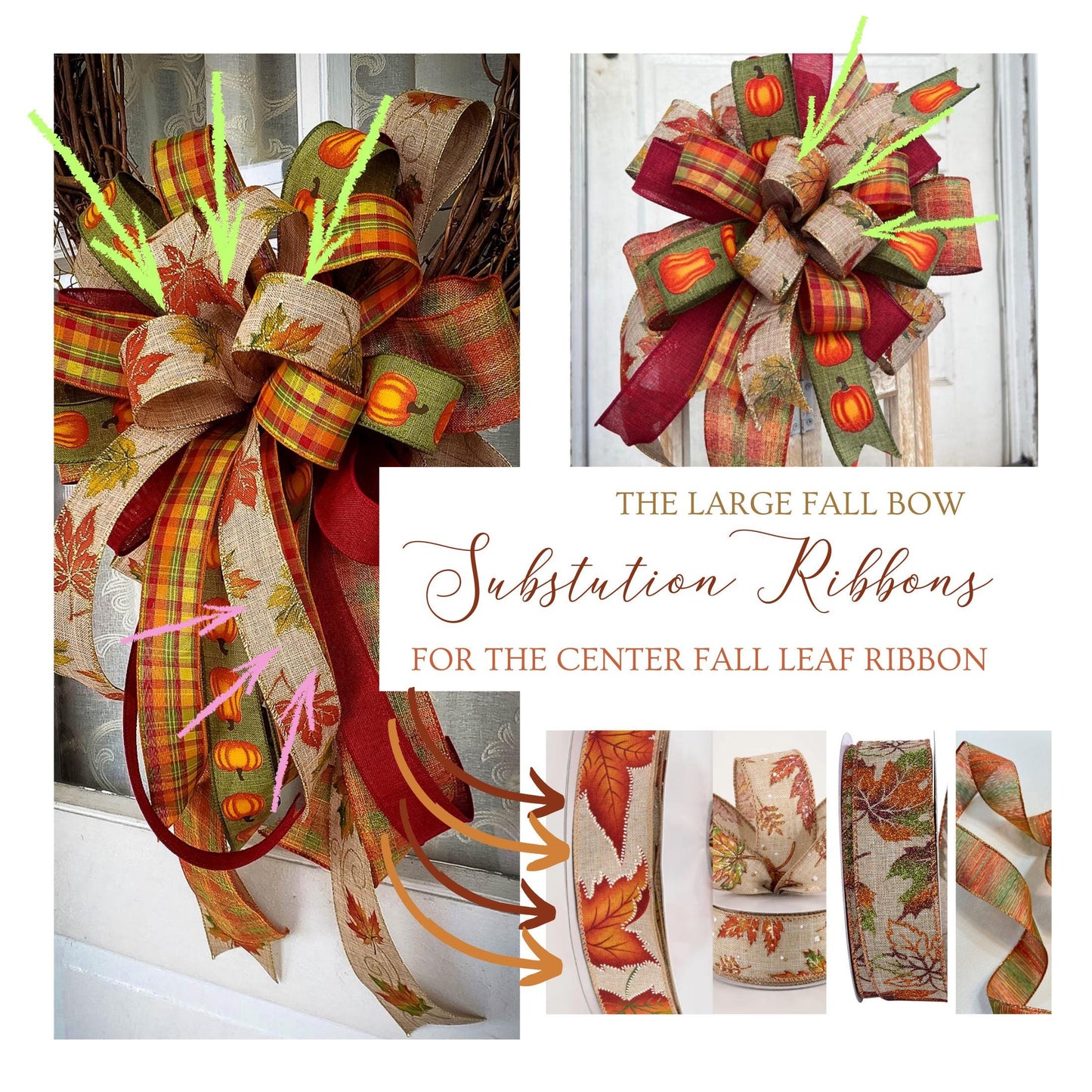 Large Fall Bow for Front Porch or Mailbox Fall Decor Mixed Ribbon Bow Fall Wreath Bow Thanksgiving Decor Fall Wreath Bow Fall Lantern Bow
