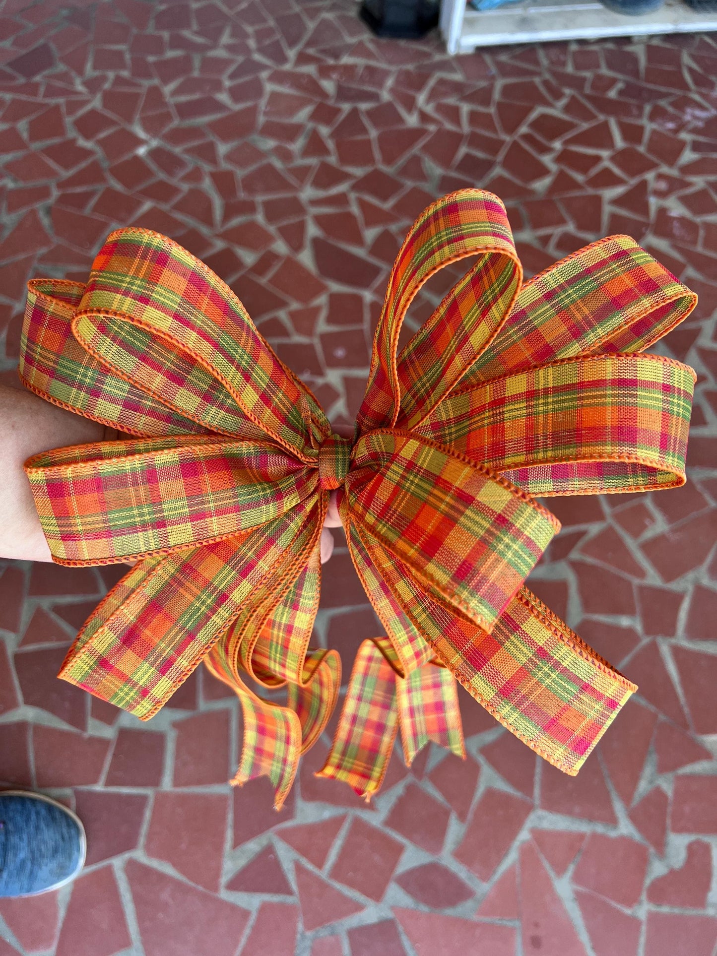 Fall Plaid Wreath Bow, Fall Wreath Bow, Fall Plaid Swag Bow, Plaid Bow for garland, Fall bow for the front door, Thanksgiving wreath bow