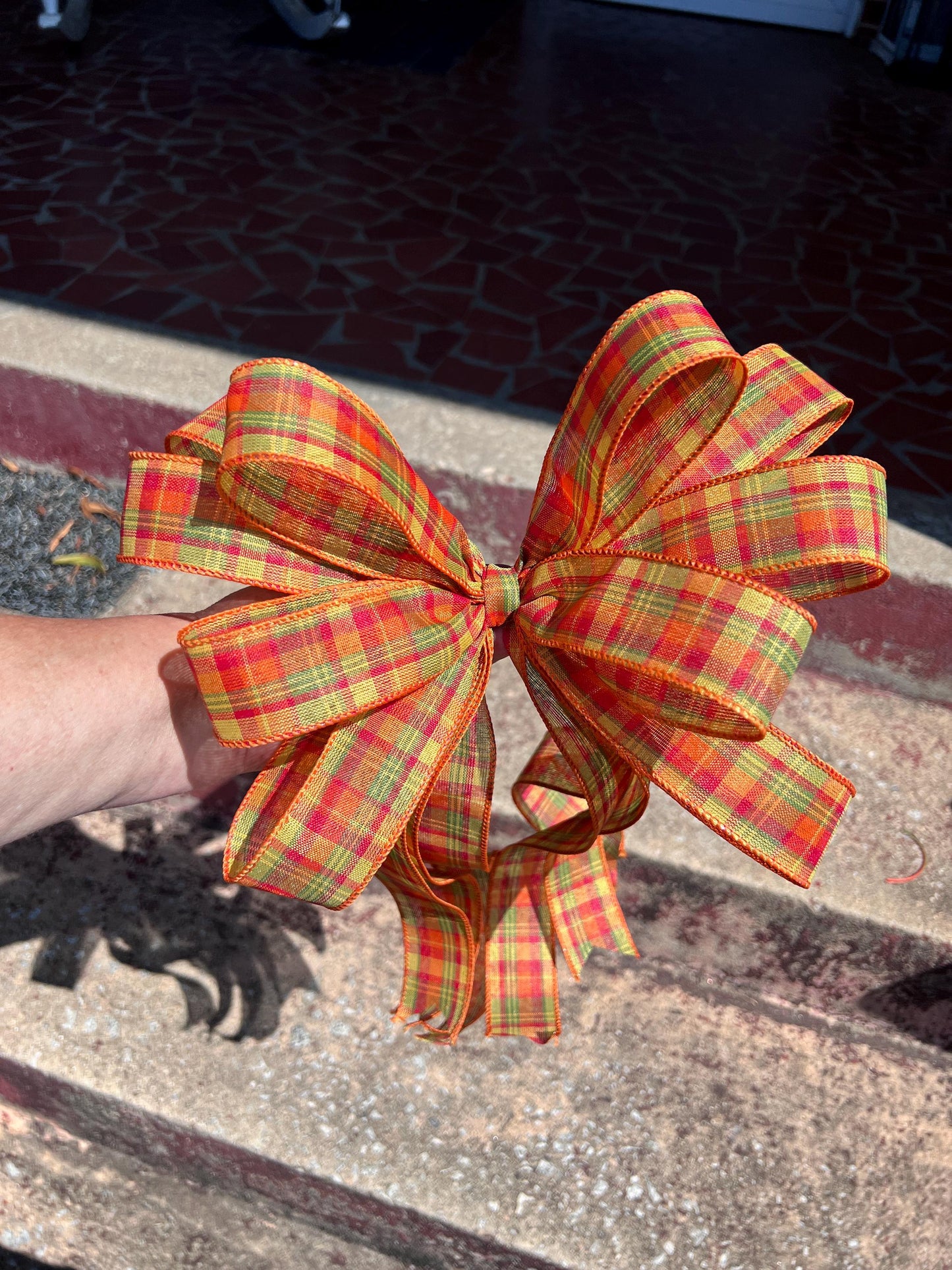 Fall Plaid Wreath Bow, Fall Wreath Bow, Fall Plaid Swag Bow, Plaid Bow for garland, Fall bow for the front door, Thanksgiving wreath bow