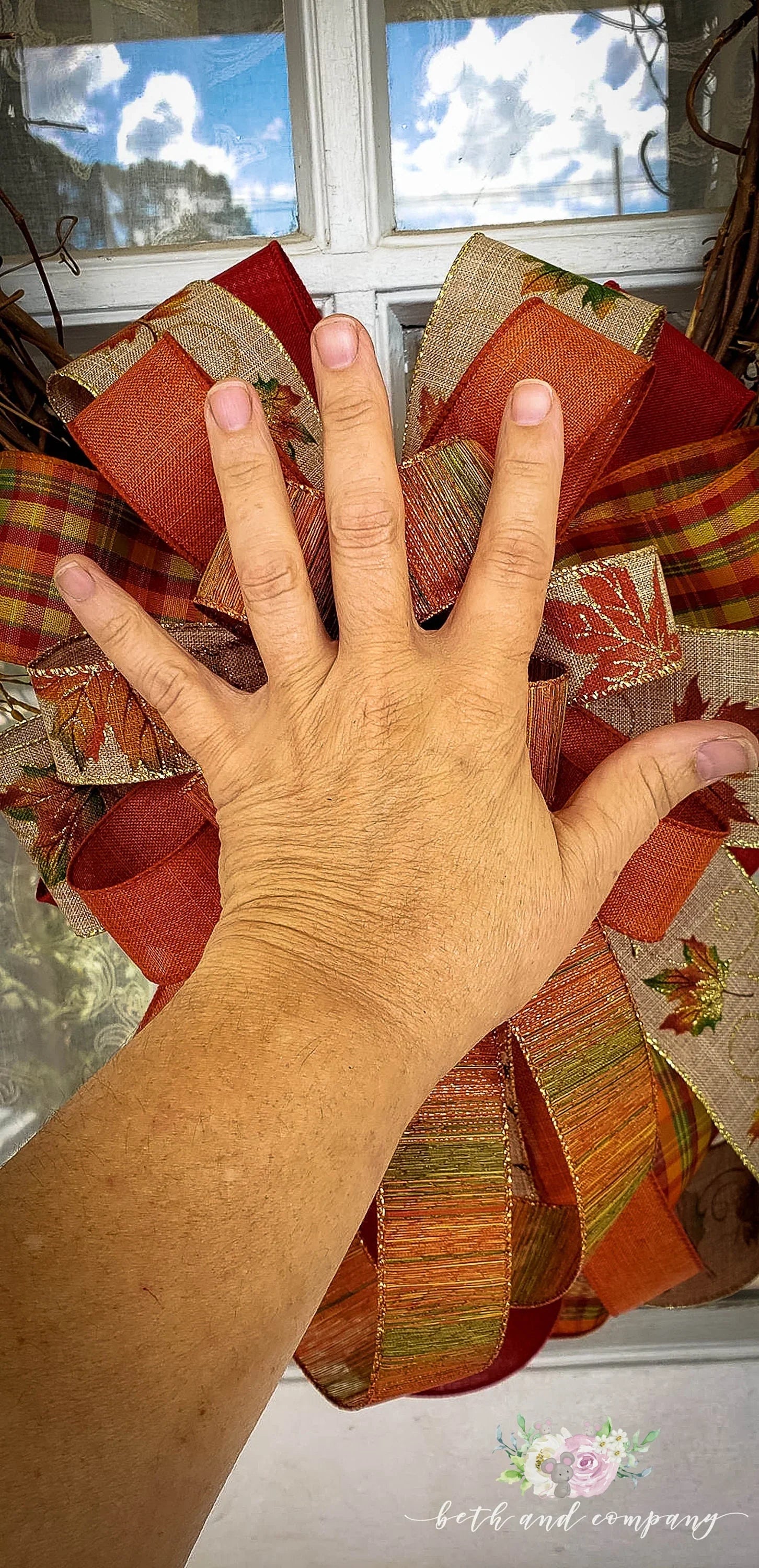 Fall Bow, Fall Wreath Bow, Fall Mixed Ribbon Bow, Fall Wedding Décor - Beth and Company