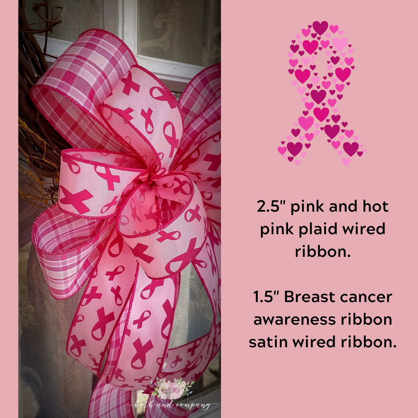 Breast Cancer Awareness Wreath Bow