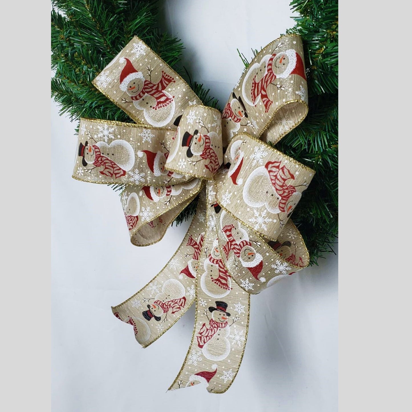 Snowman Christmas Bow, Red and White Snowman