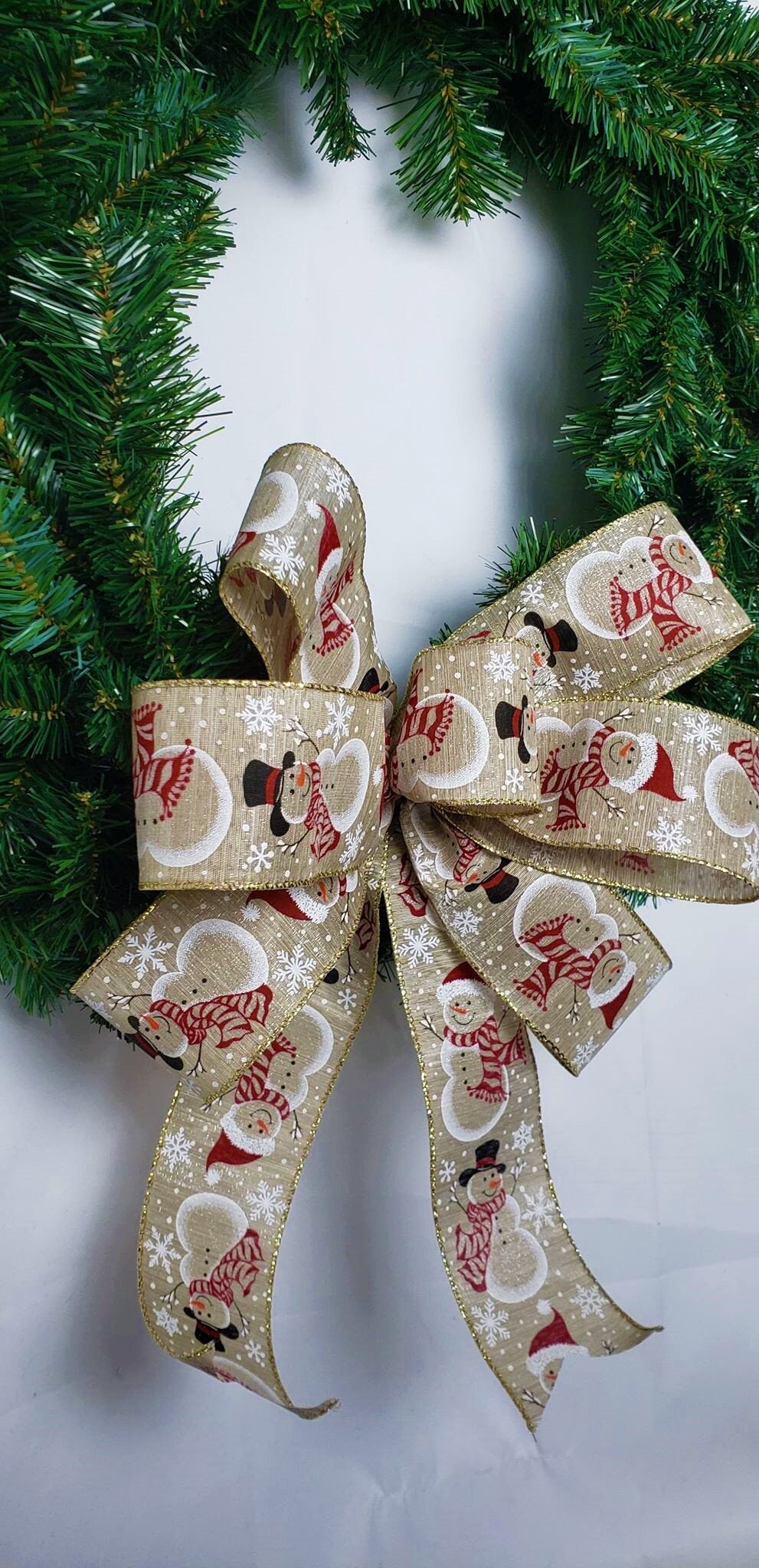 Snowman Christmas Bow, Red and White Snowman