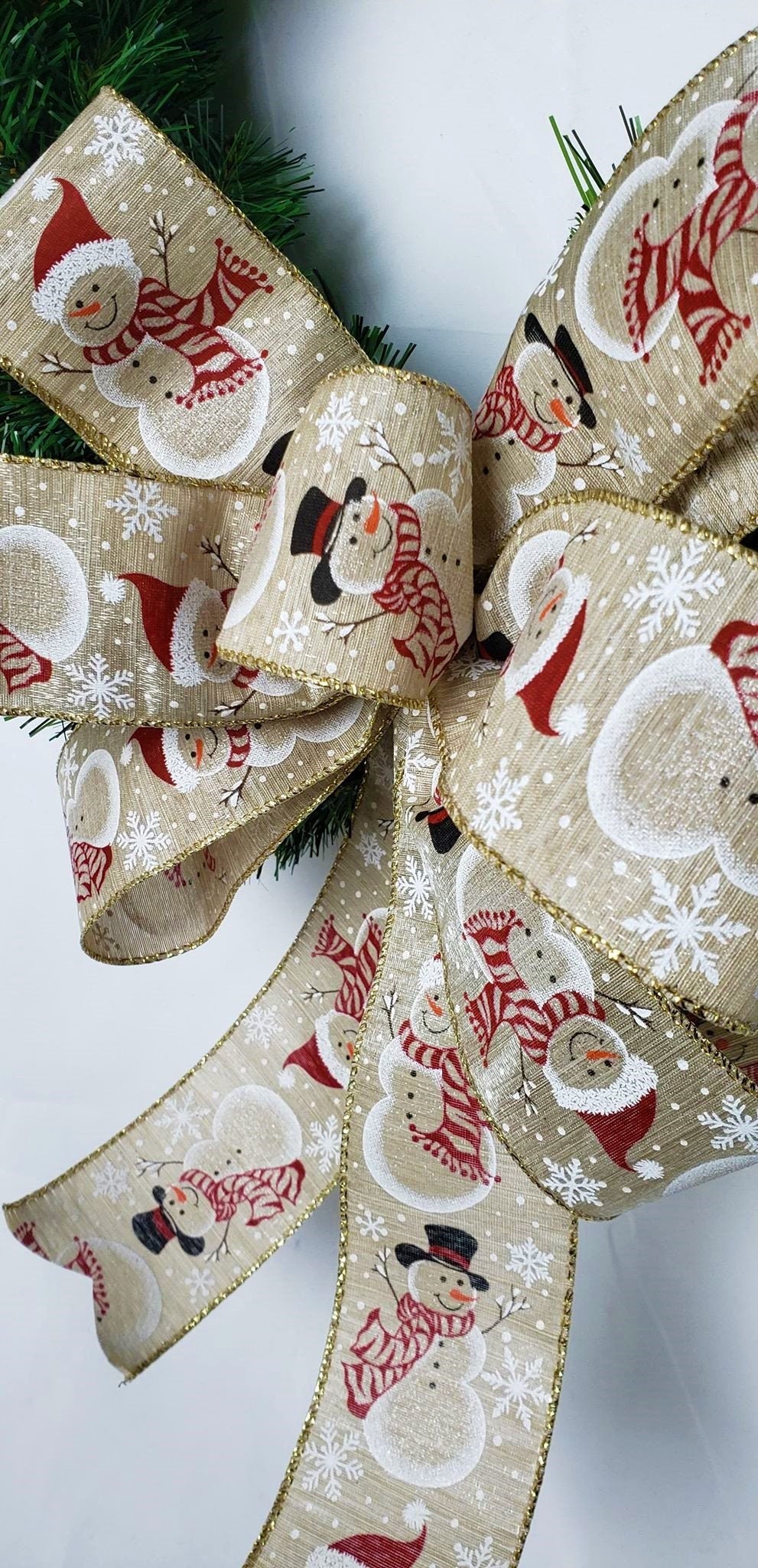 Snowman Christmas Bow, Red and White Snowman