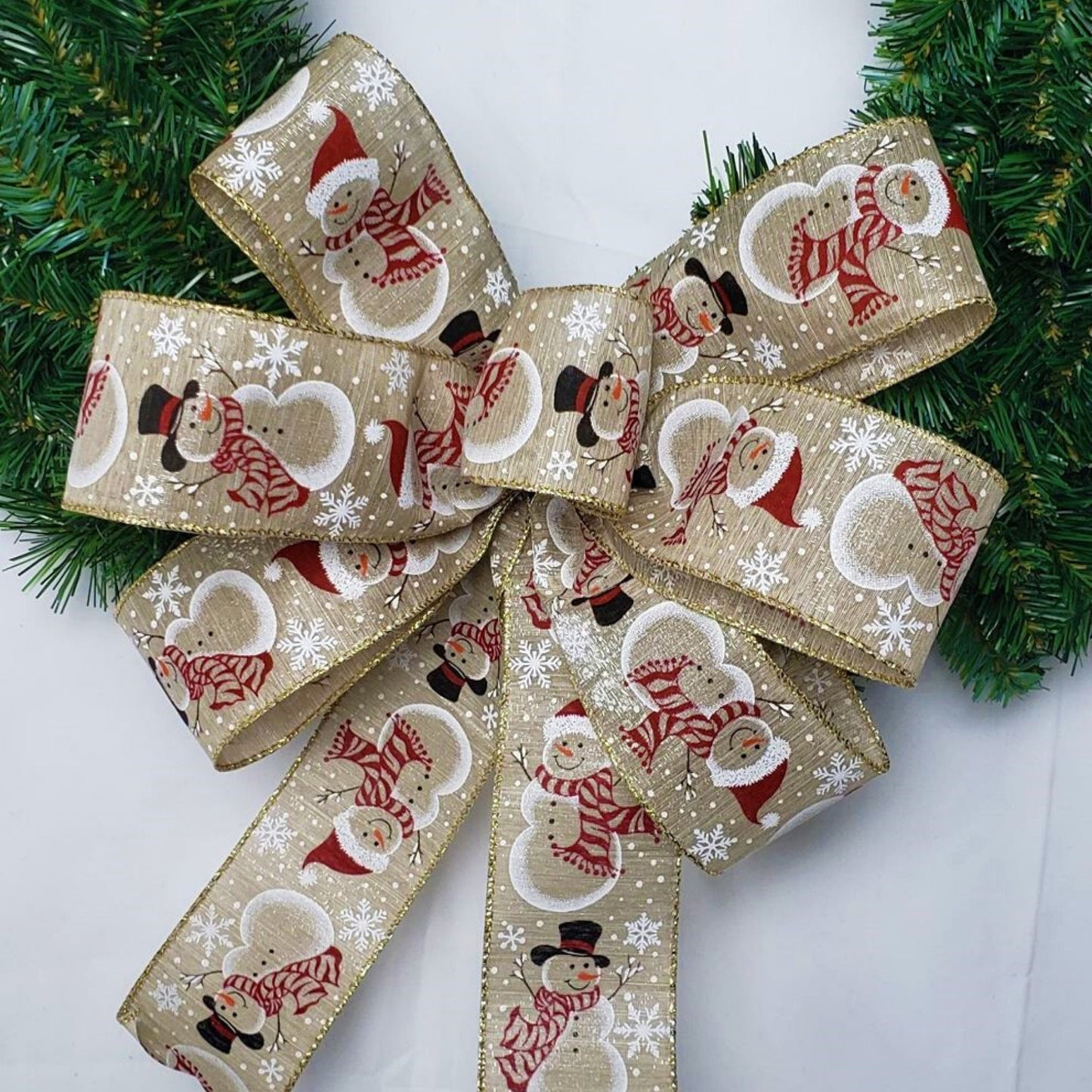 Snowman Christmas Bow, Red and White Snowman