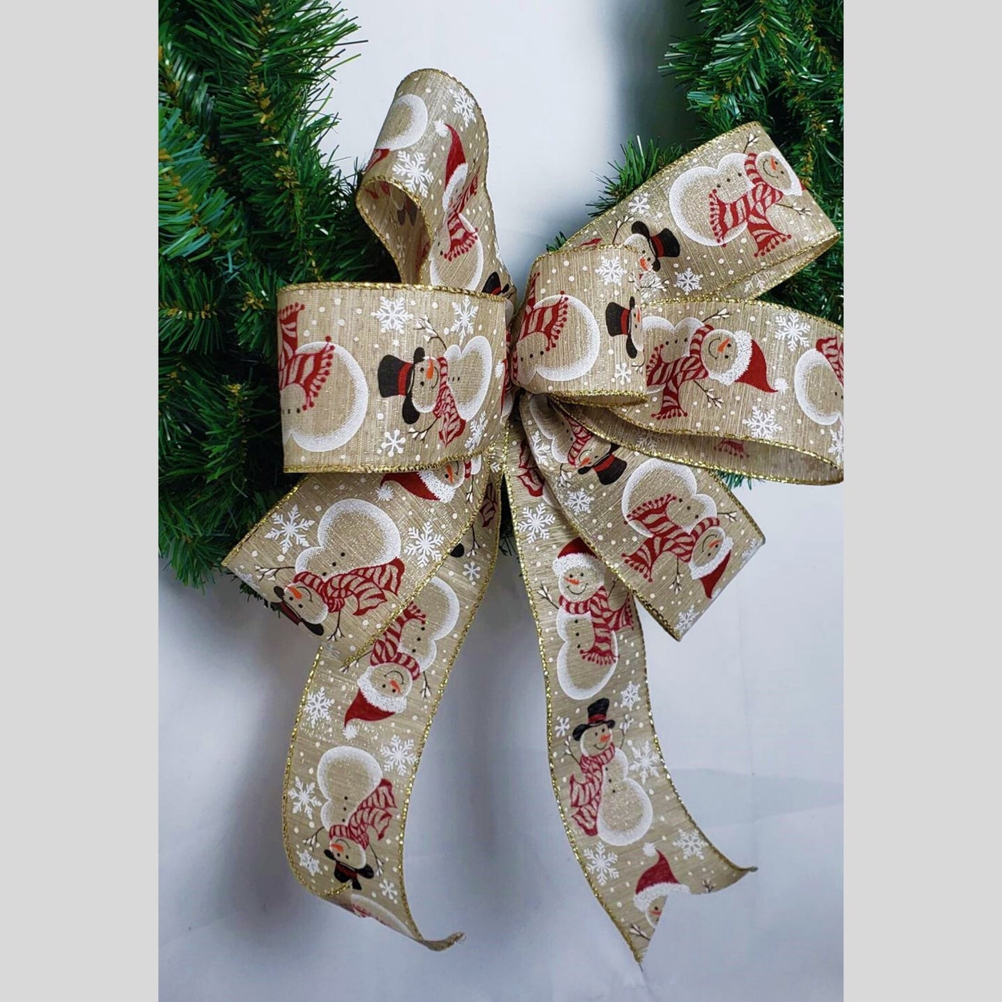 Snowman Christmas Bow, Red and White Snowman