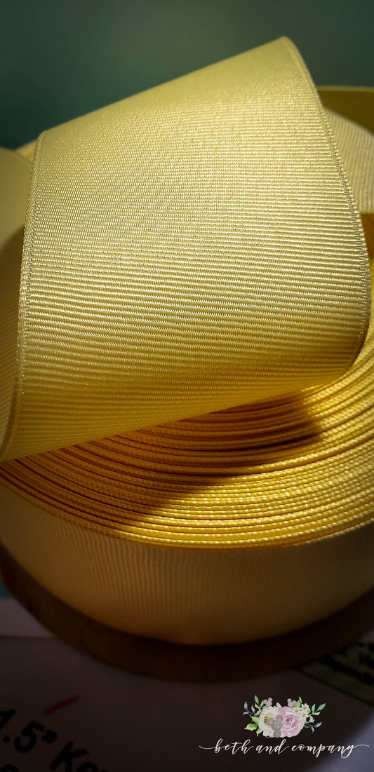 2.25" Wide Yellow Grosgrain Ribbon - Sold by the yard -  Cheer Ribbon - Boutique Bow Ribbon