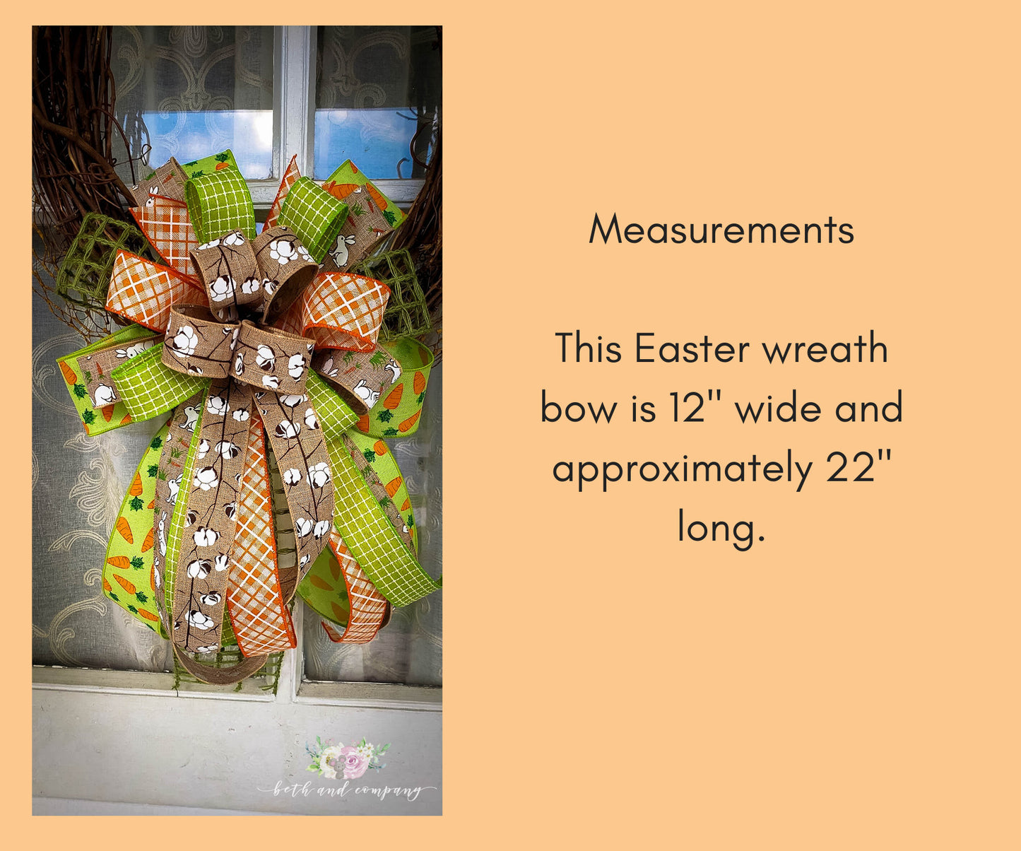Cottontail Easter Wreath Bow, Easter Decorations, Front Door Decor