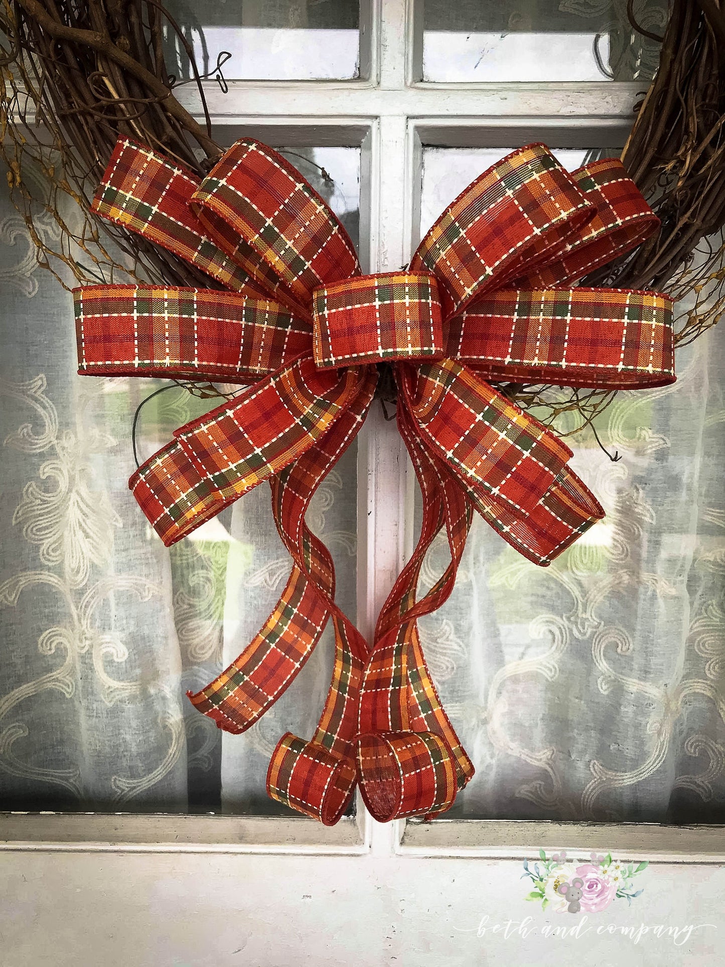 Farmhouse Fall Wreath Bow, Thanksgiving wreath bow