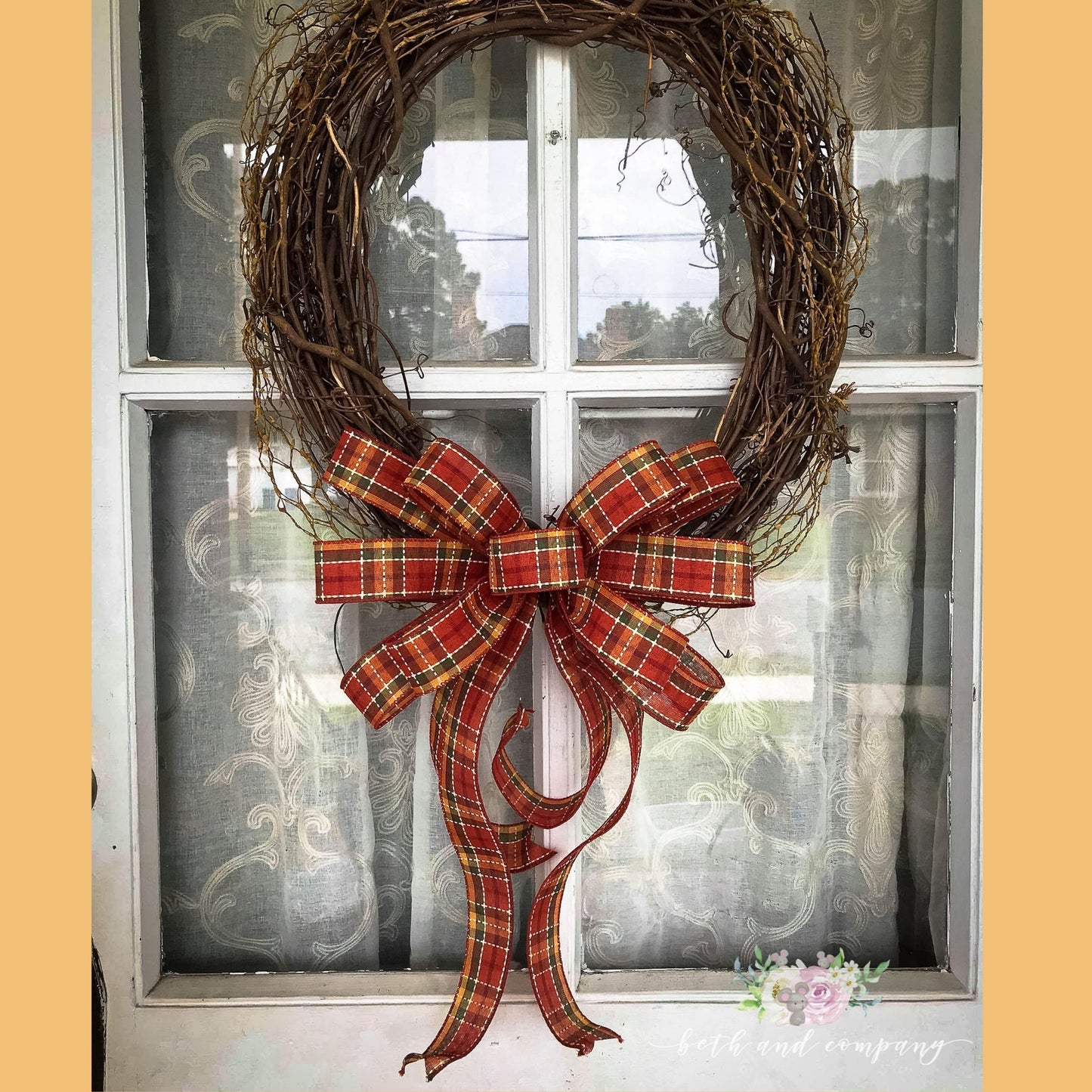 Farmhouse Fall Wreath Bow, Thanksgiving wreath bow