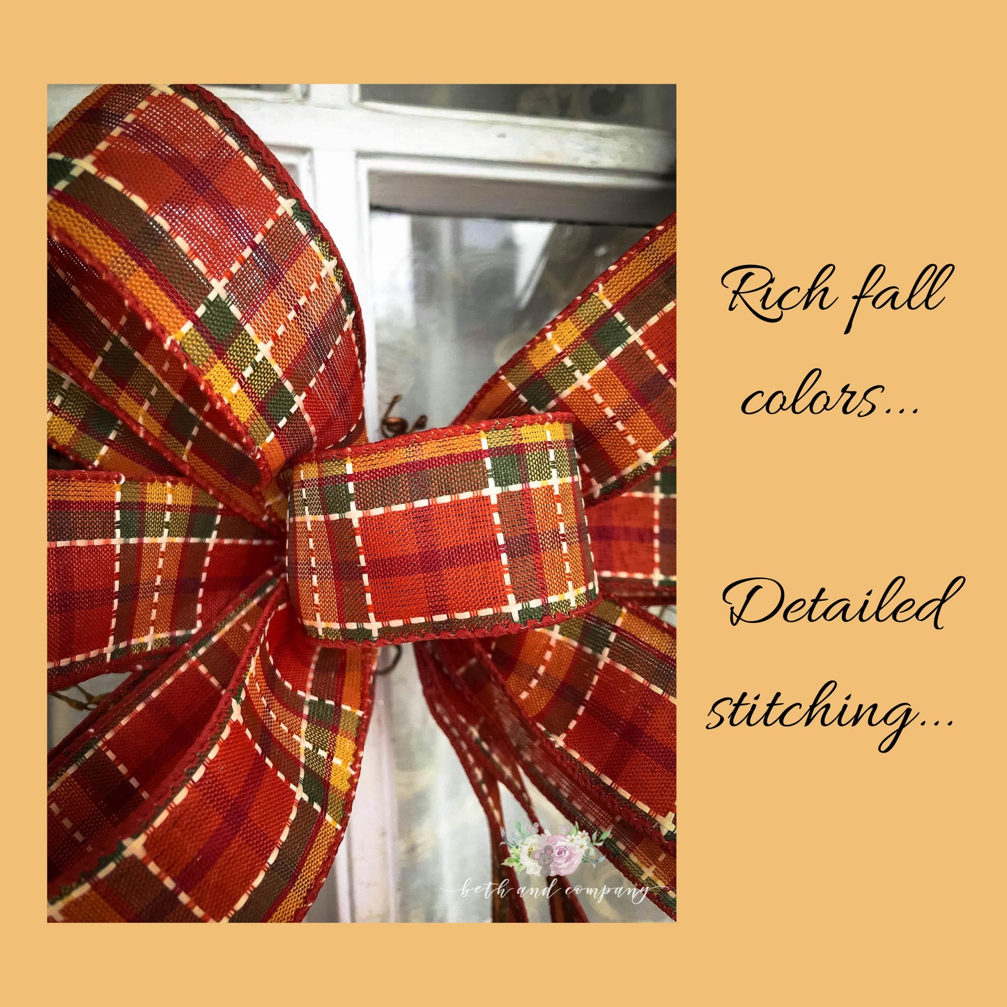 Farmhouse Fall Wreath Bow, Thanksgiving wreath bow