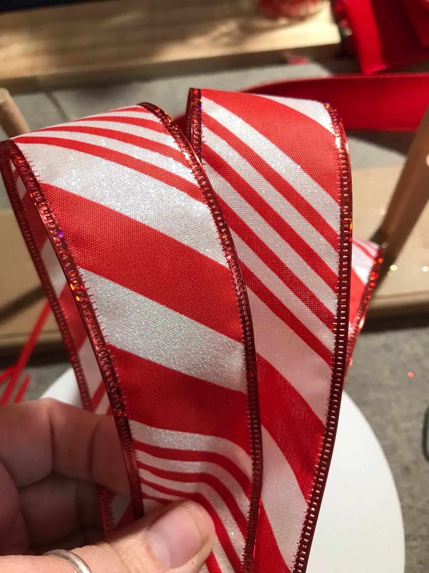 Candy Cane Stripe Christmas Wreath Bow, Christmas wreath bow for front door, Christmas Wreath Bow, Christmas bows for wreaths - Beth and Company