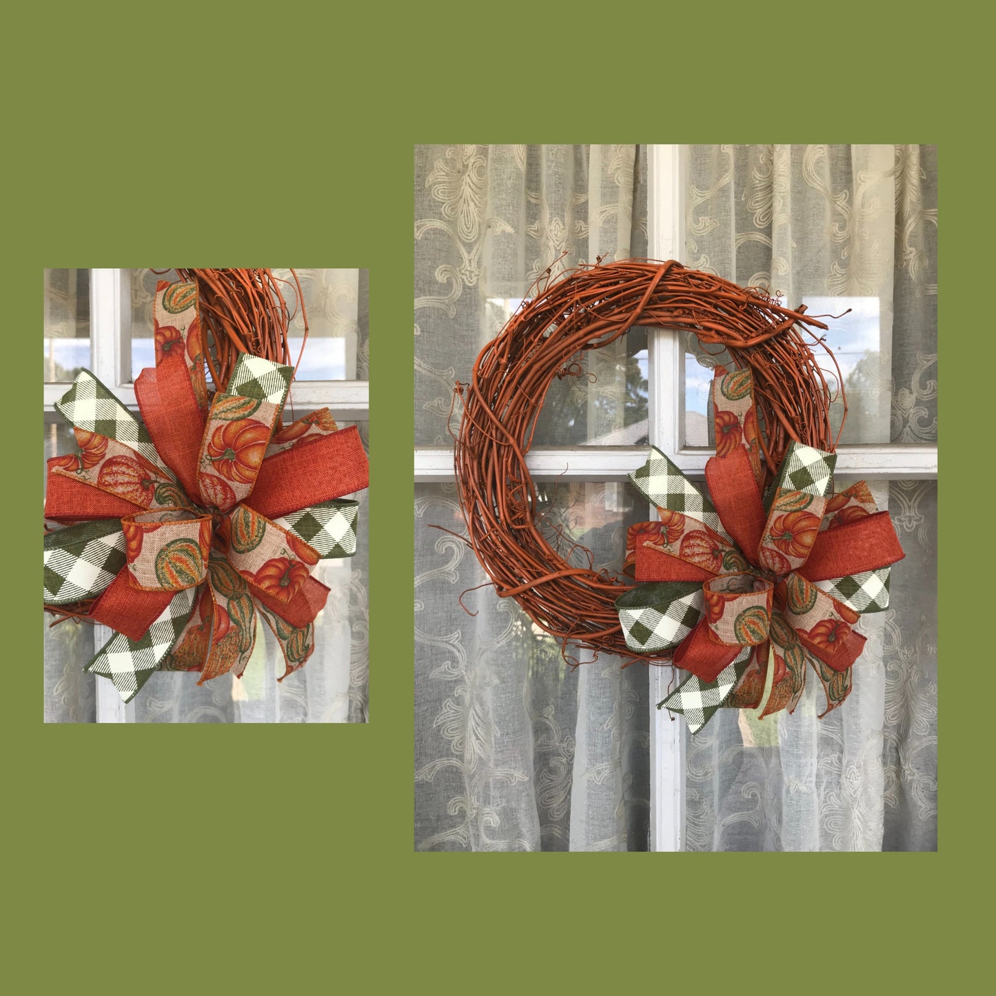 Fall Bow, Fall Gourd Bow, Lantern Bow, Fall decor, 10 Inch bow