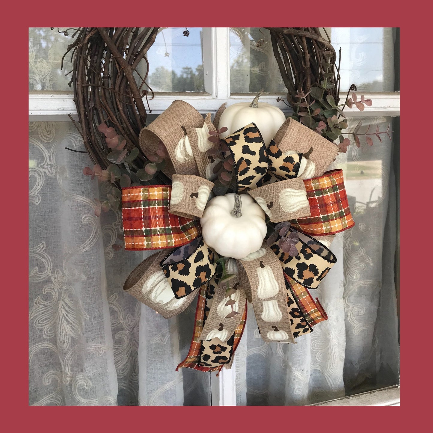 Fall Wreath, White Pumpkin Fall Wreath, Farmhouse Fall Wreath