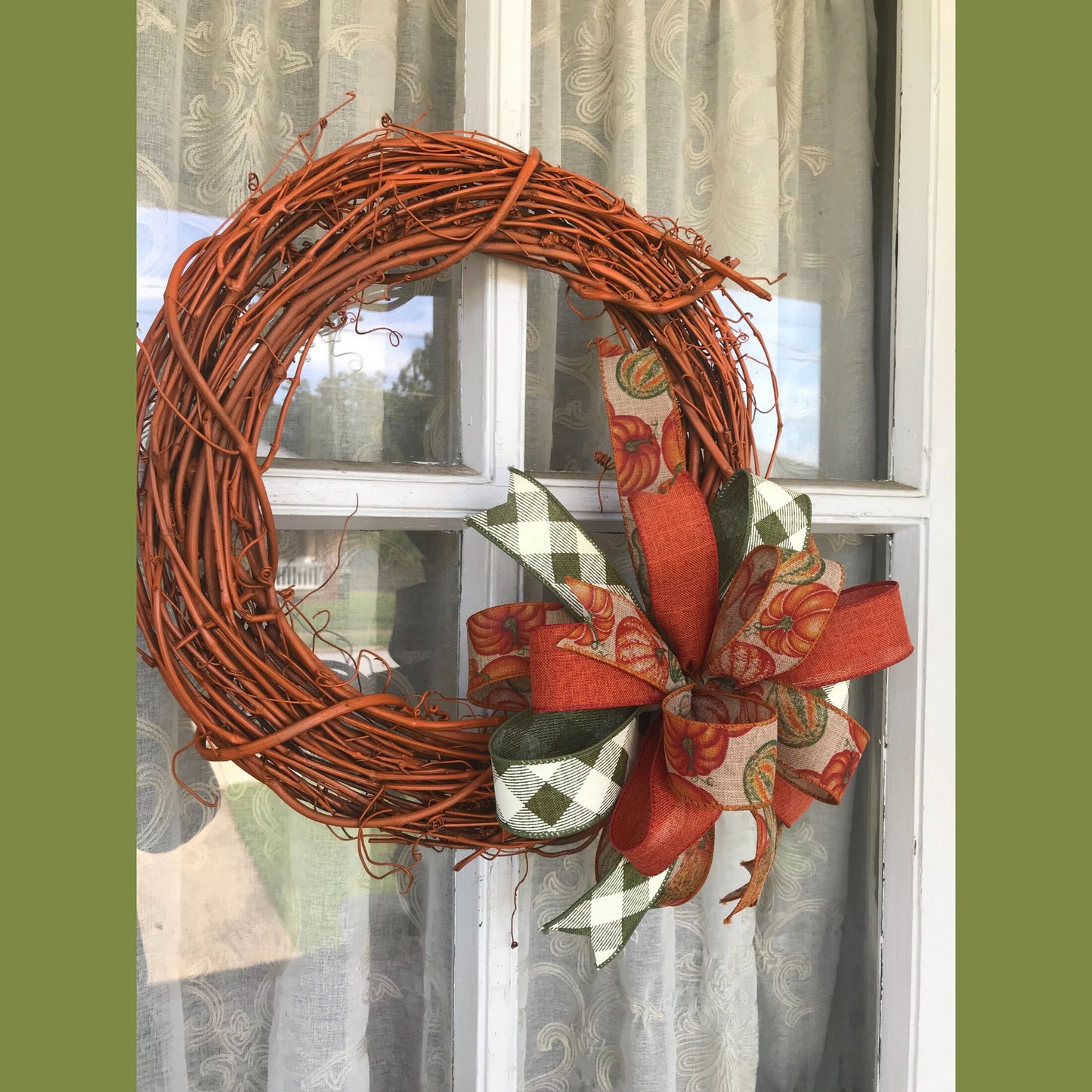 Fall Bow, Fall Gourd Bow, Lantern Bow, Fall decor, 10 Inch bow