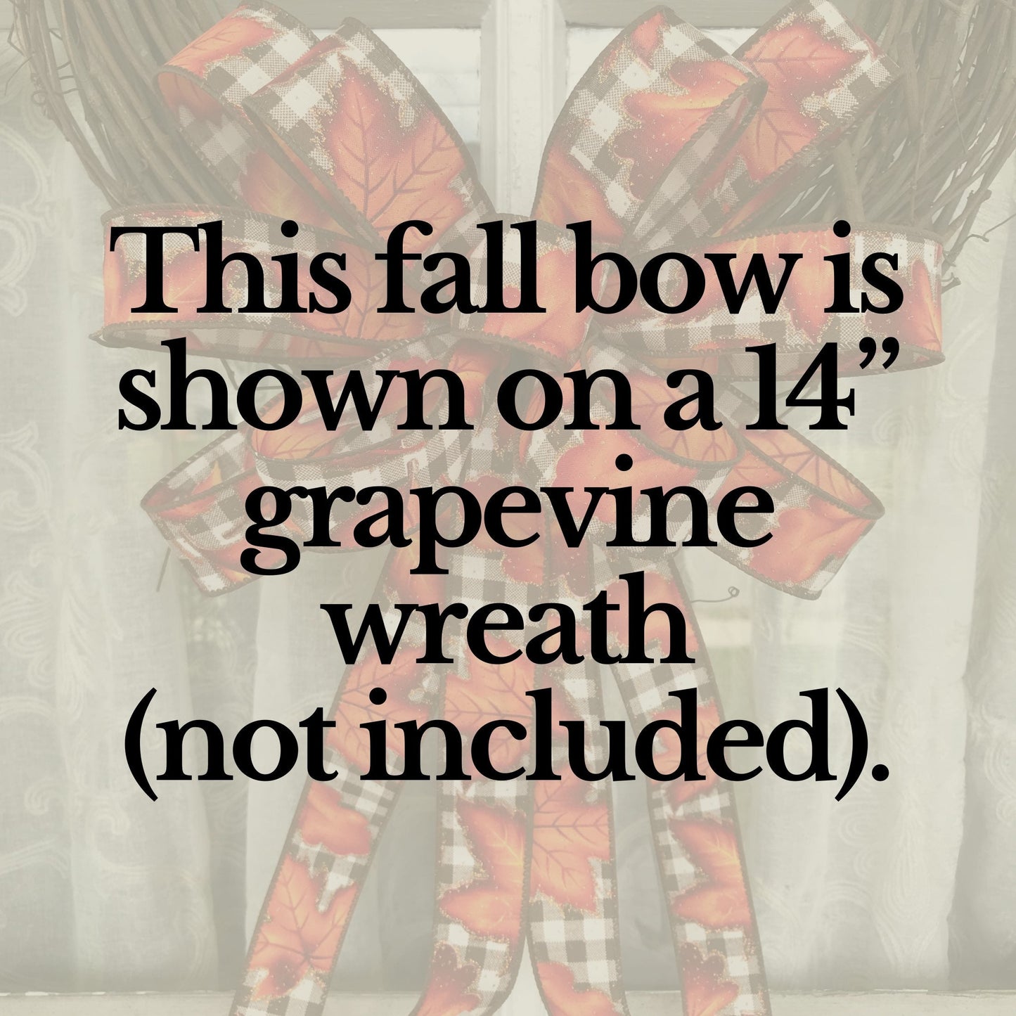 Fall Bow, Brown and White Buffalo Plaid Bow with Maple Leaf. Fall leaf bow