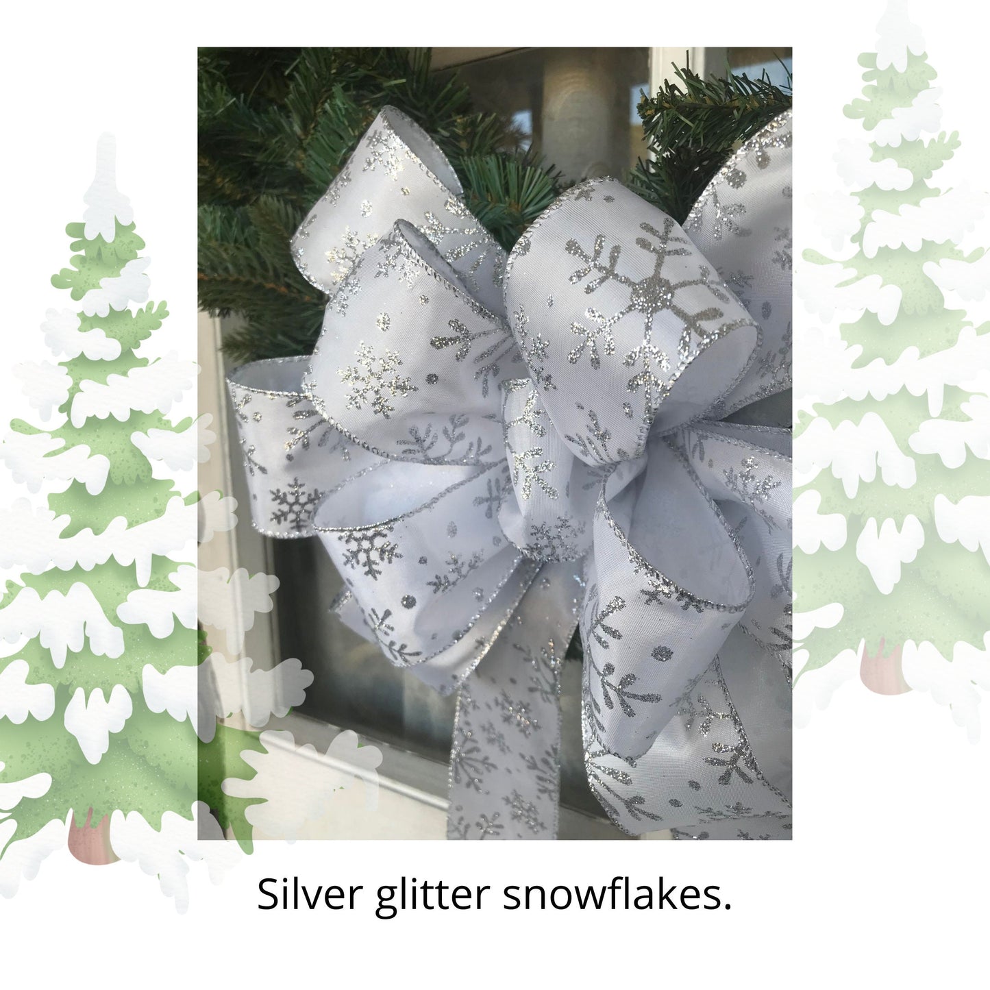 Snowflake Bow, Silver Snowflake Christmas Bow