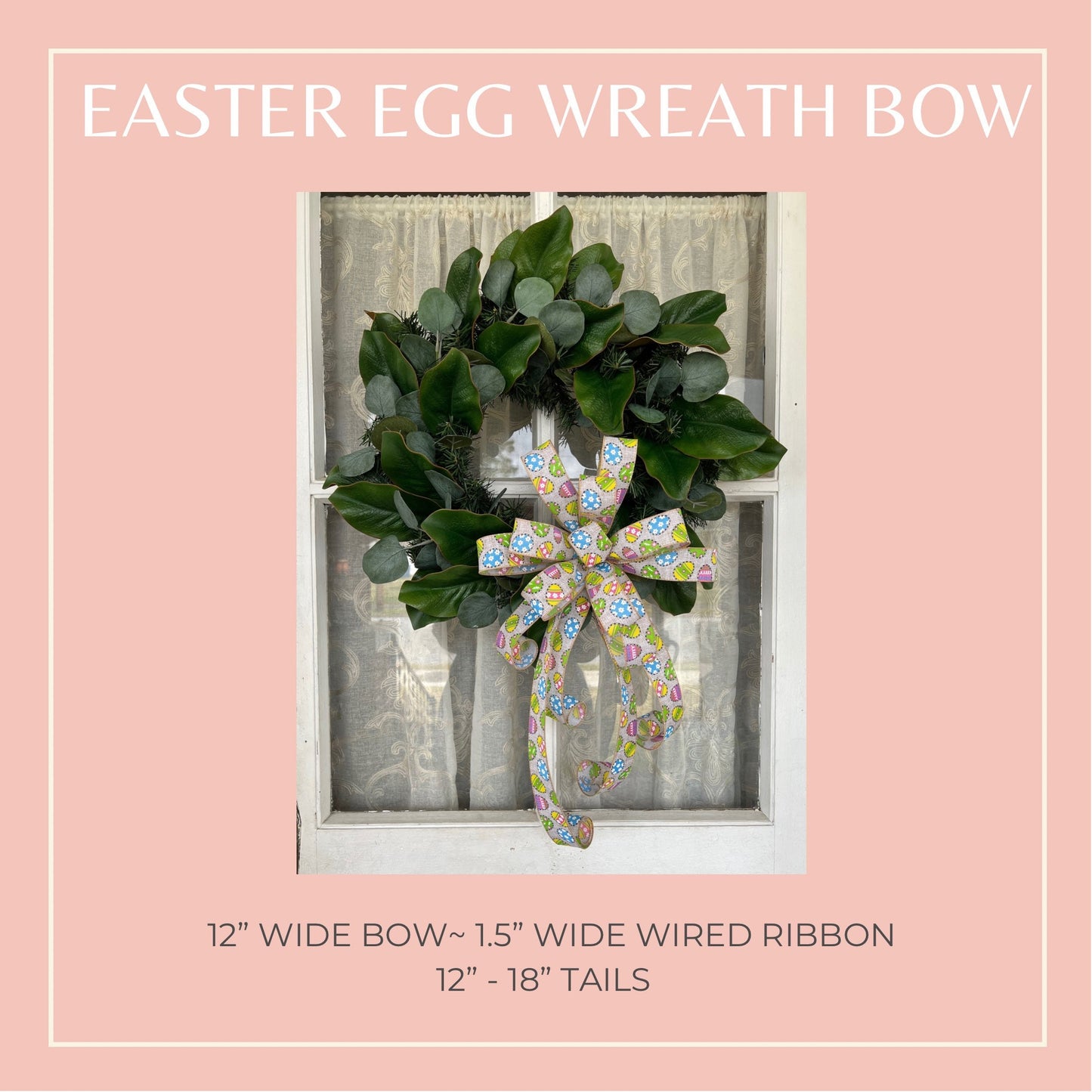 Easter Bow, Easter Egg Bow, Spring Wreath Bow, Easter Bow for Front Door, Easter Decorations, Front Door Decor