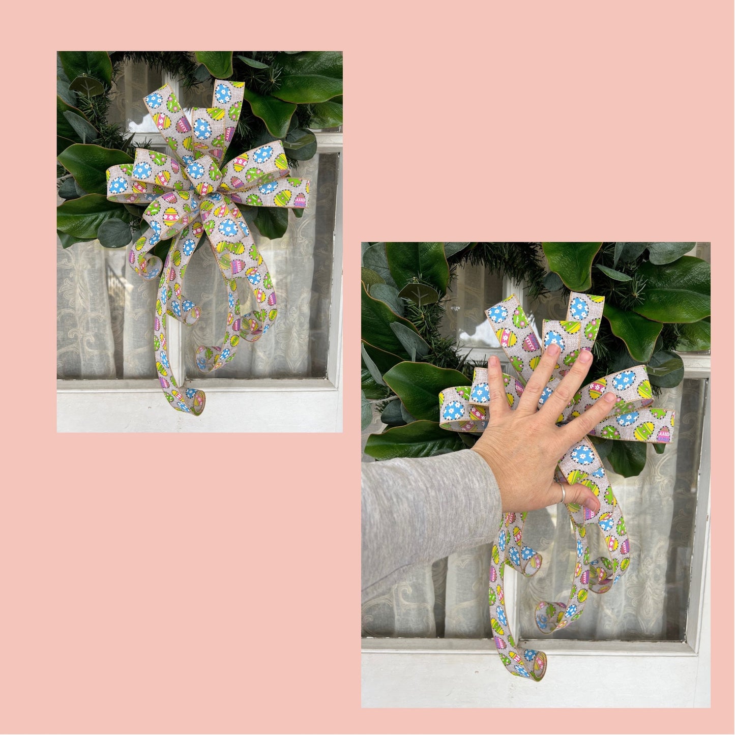 Easter Bow, Easter Egg Bow, Spring Wreath Bow, Easter Bow for Front Door, Easter Decorations, Front Door Decor