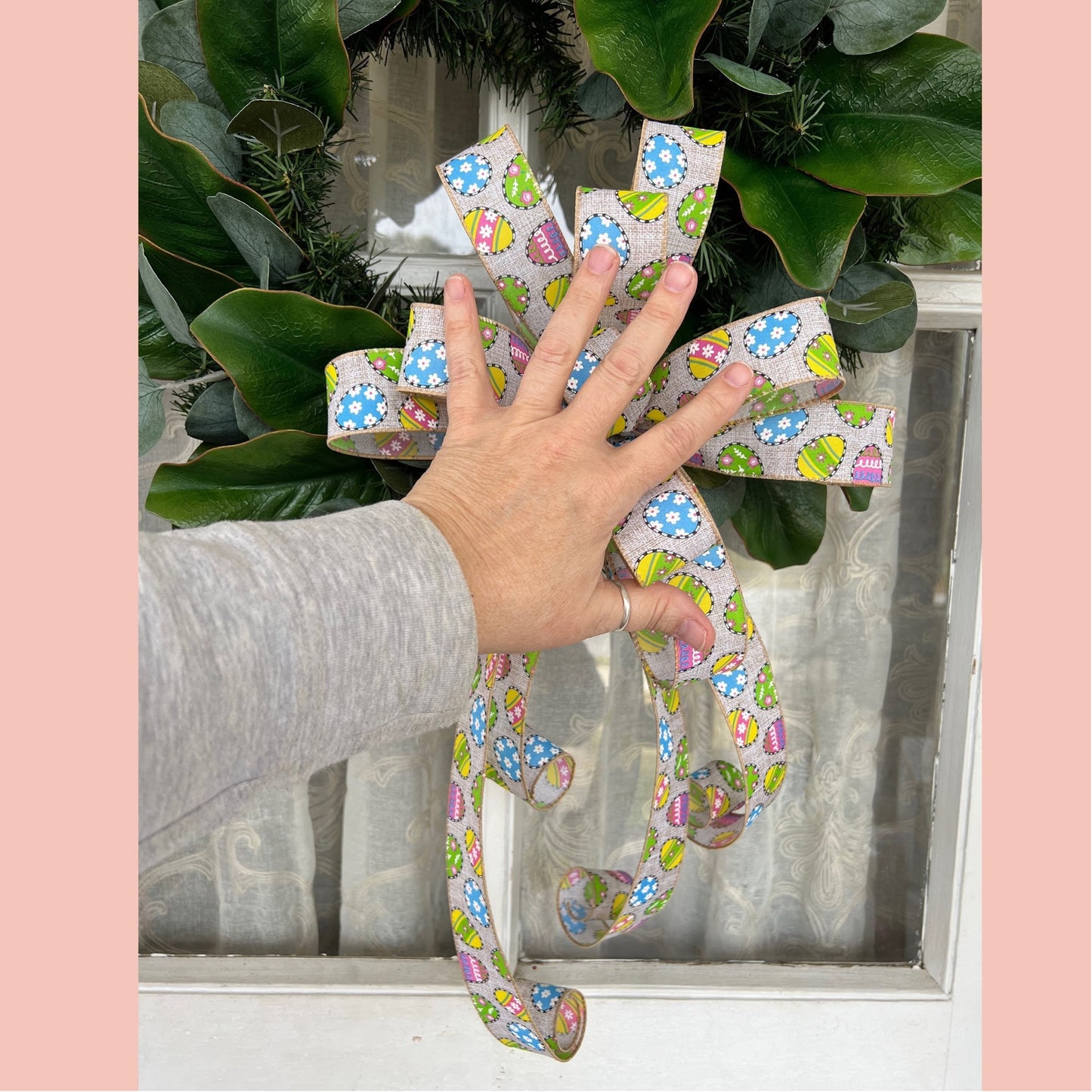 Easter Bow, Easter Egg Bow, Spring Wreath Bow, Easter Bow for Front Door, Easter Decorations, Front Door Decor