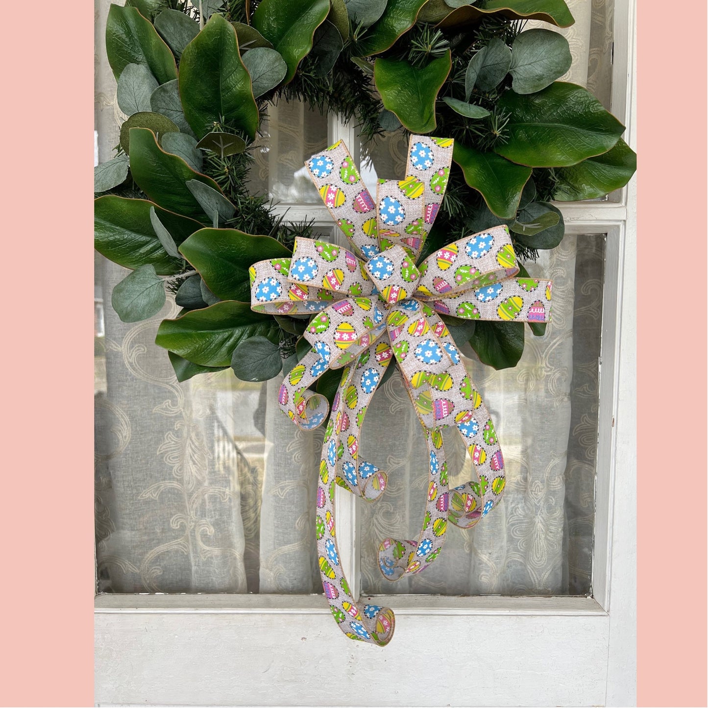 Easter Bow, Easter Egg Bow, Spring Wreath Bow, Easter Bow for Front Door, Easter Decorations, Front Door Decor