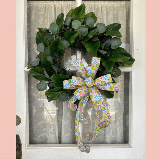 Easter Bow, Easter Egg Bow, Spring Wreath Bow, Easter Bow for Front Door, Easter Decorations, Front Door Decor